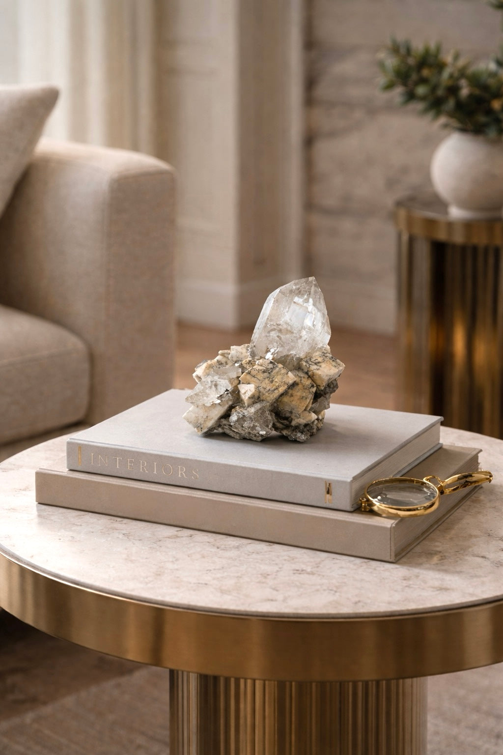 Himalaya Quartz and Golden Mica on Feldspar