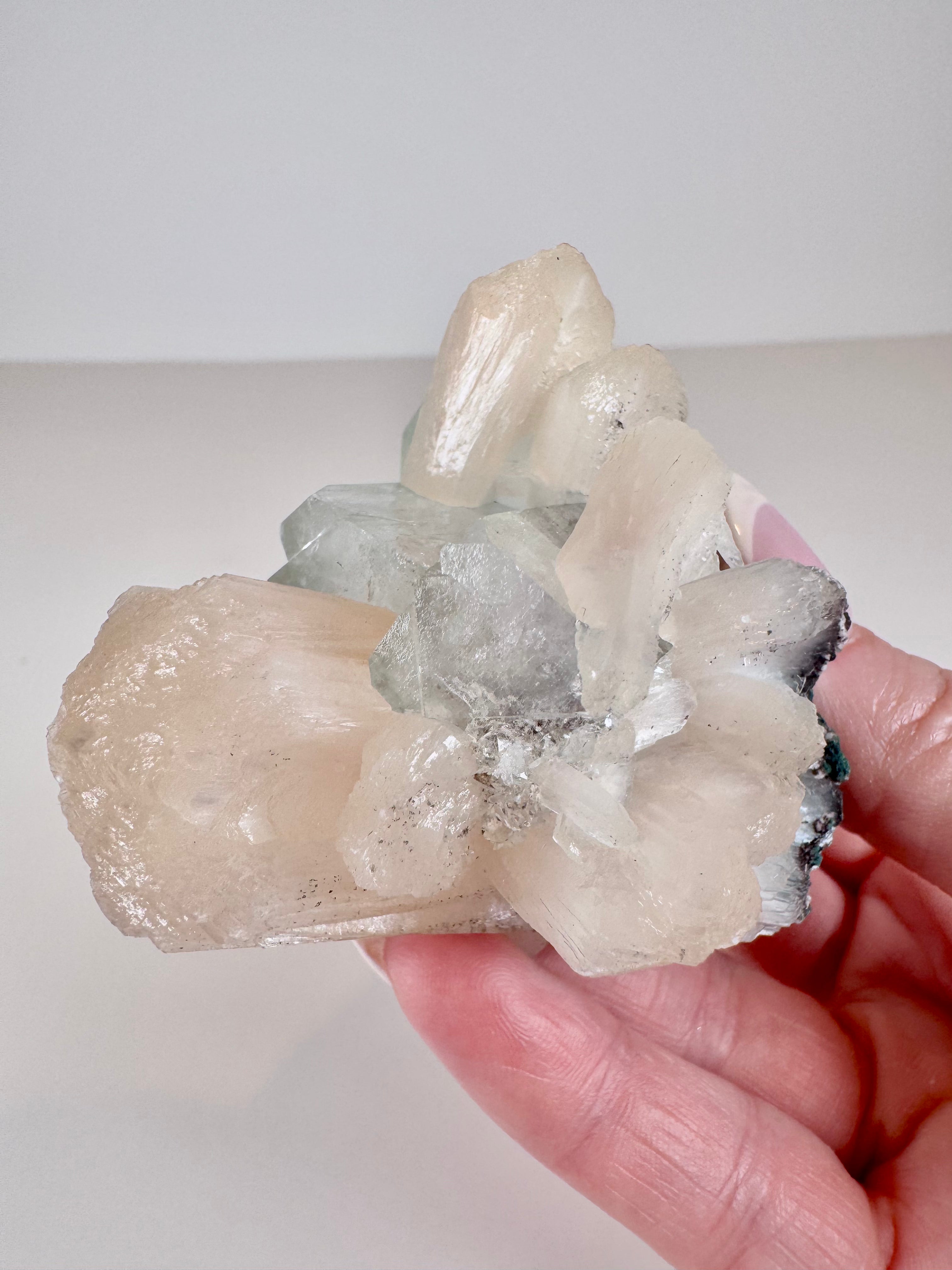 Green Apophyllite and Peachy Stilbite