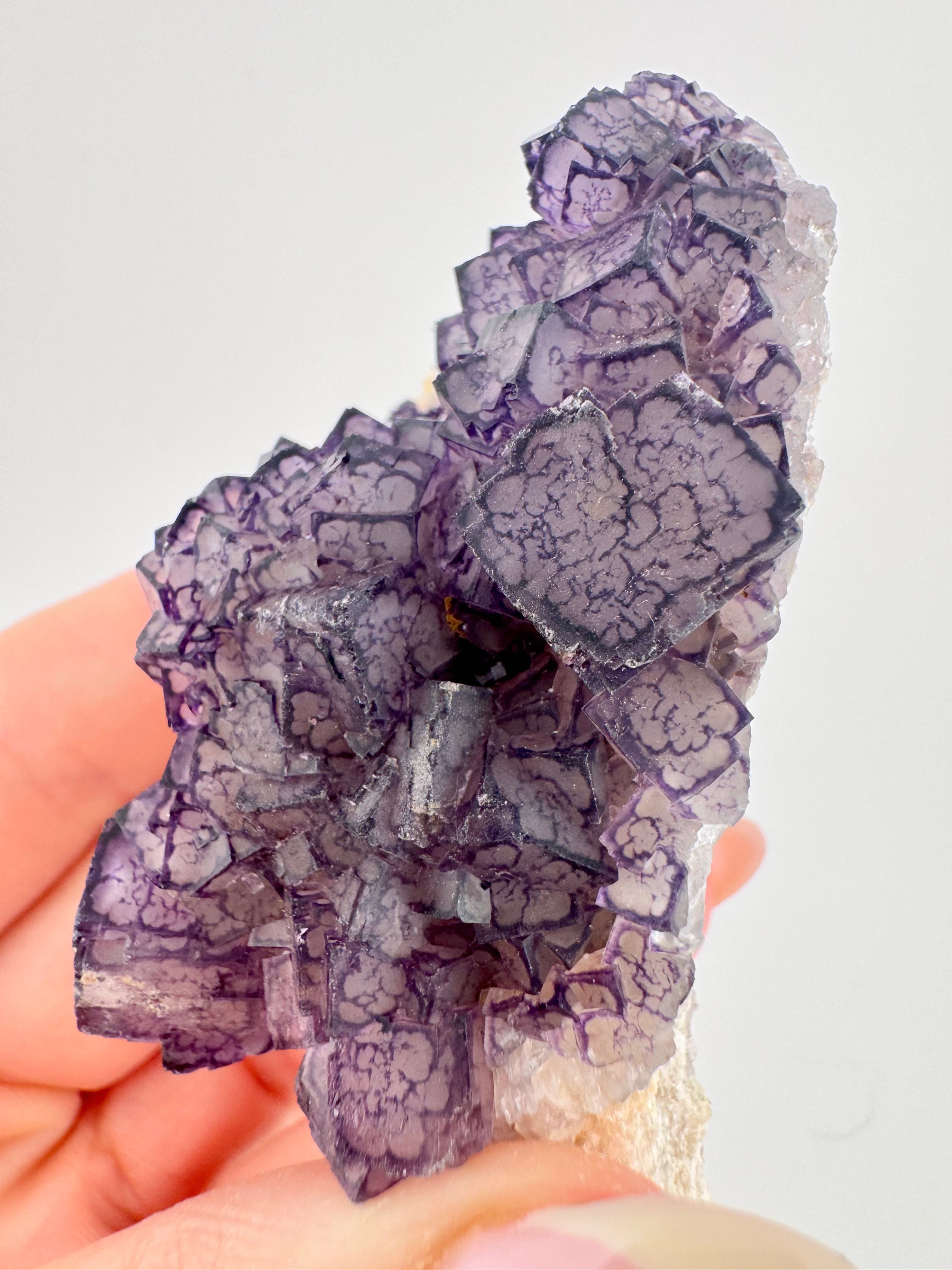 Purple QR Fluorite with Barite | Qinglong Mine, Guizhou, China