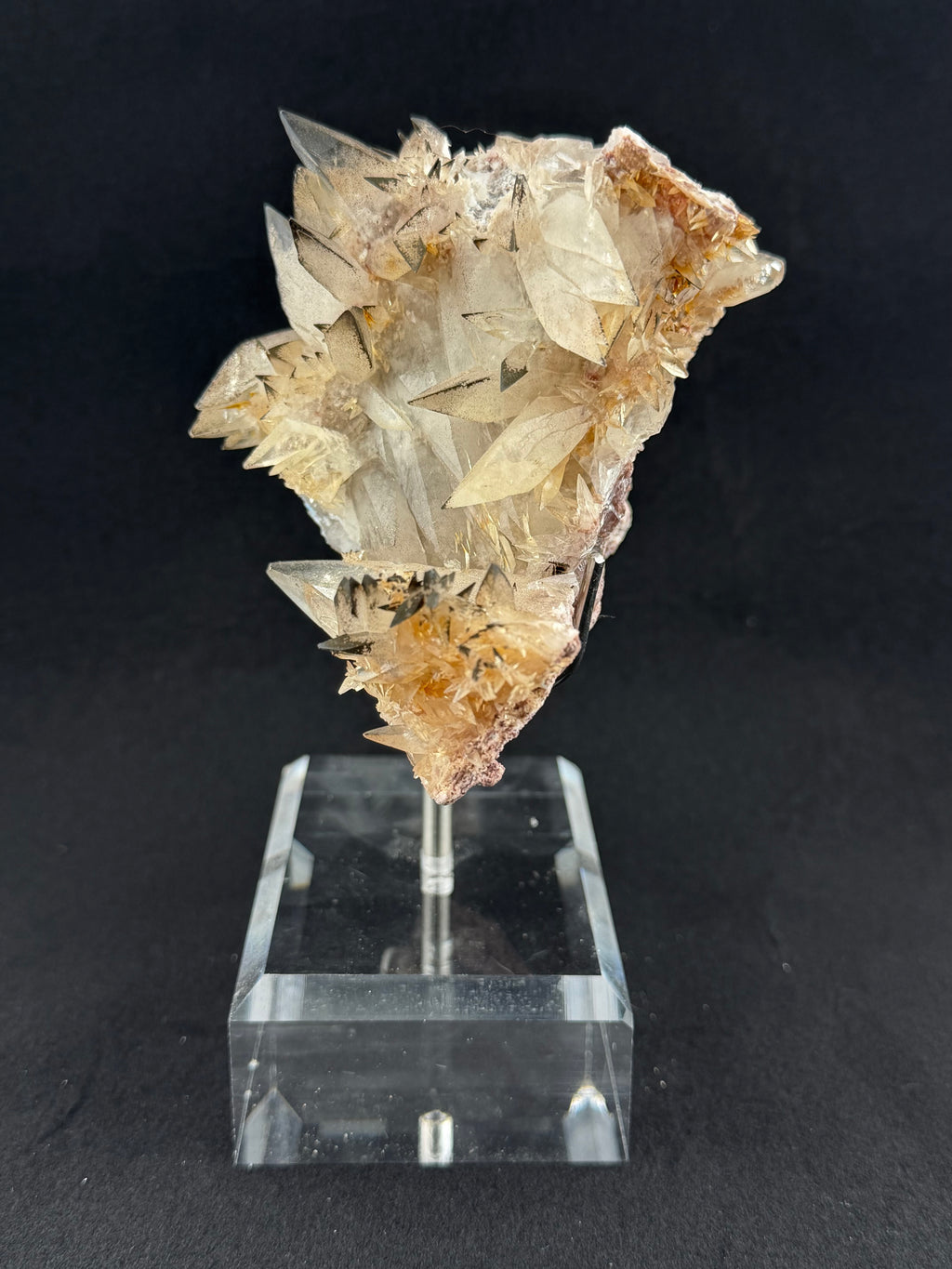 Black Tip Calcite Cluster – Leiping Mine, Hunan, China