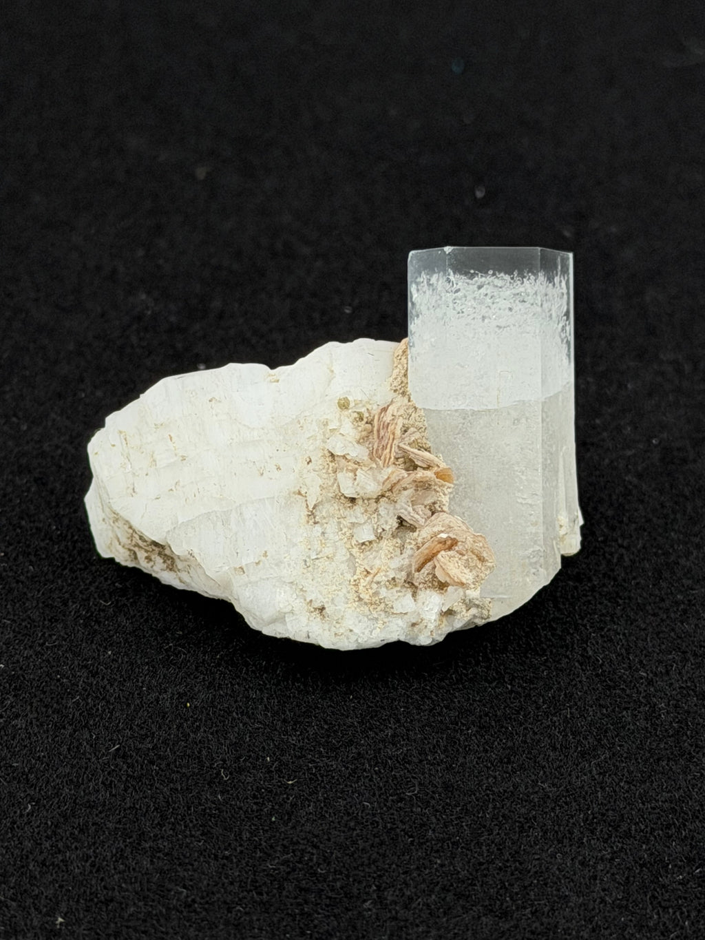 Beryl var. Goshenite with Albaite Feldspar & Muscovite, Pakistan