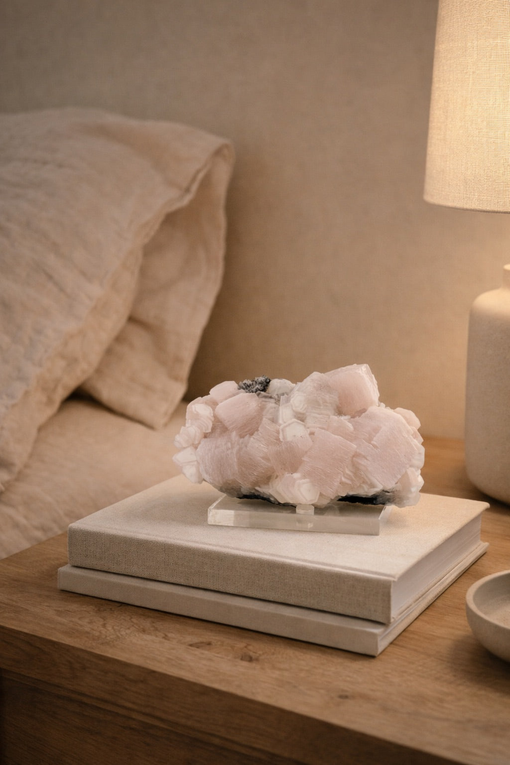 Pink 1000-Layer Coin Calcite Cluster