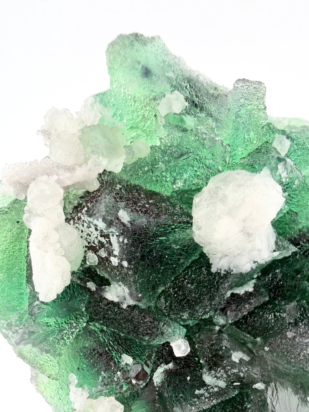 Emerald Green Velvet Fluorite with Calcite