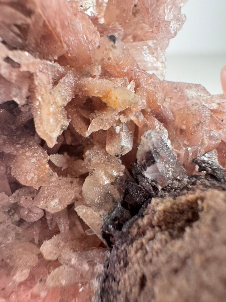 Pink Selenite, Feldspar and Black Tourmaline