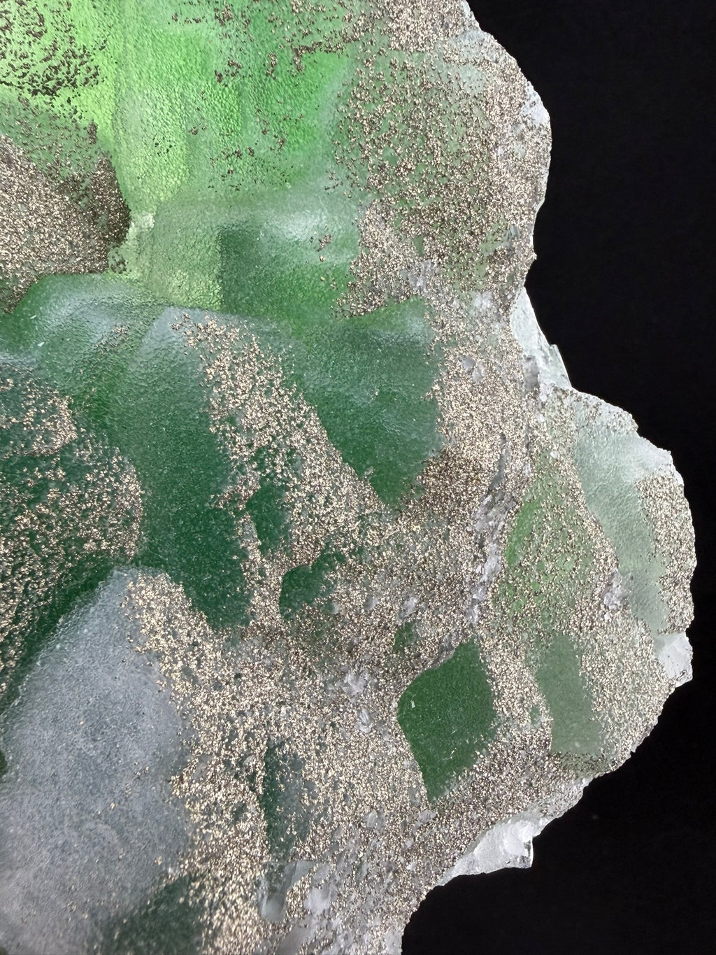 Green Sugar Fluorite with Pyrite, Fujian, China