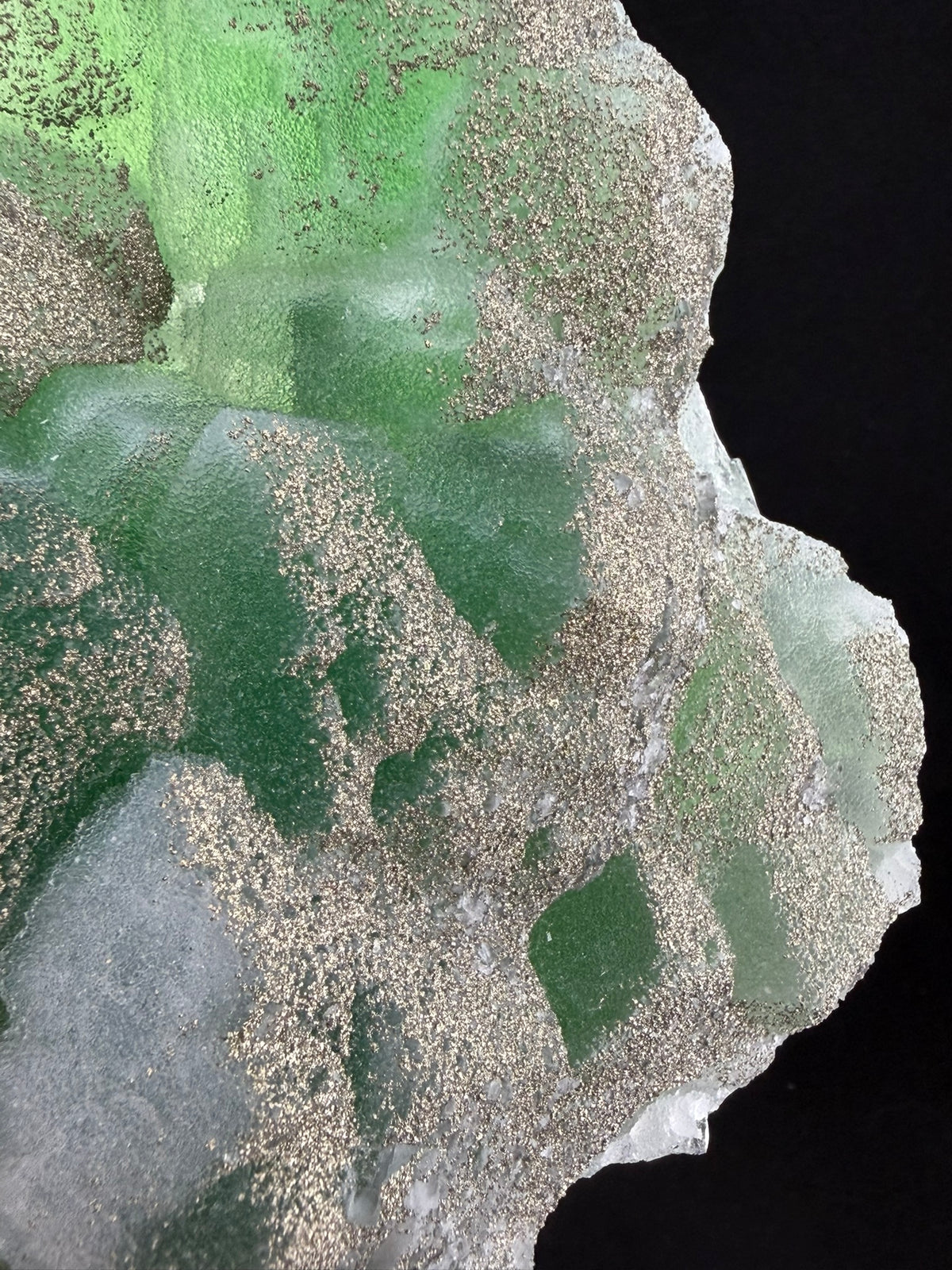 Green Sugar Fluorite with Pyrite, Fujian, China