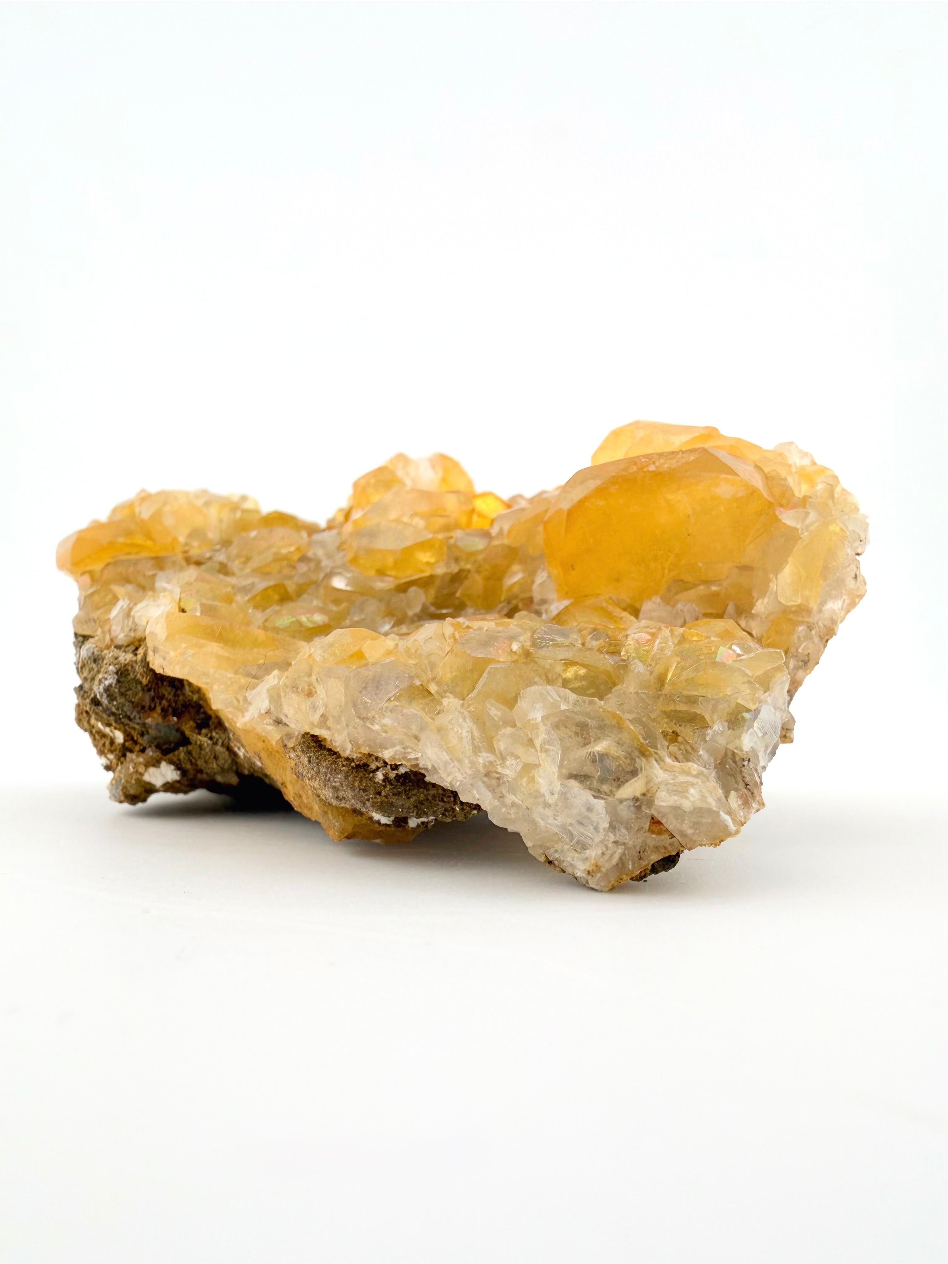 Iridescent Honey Calcite Cluster