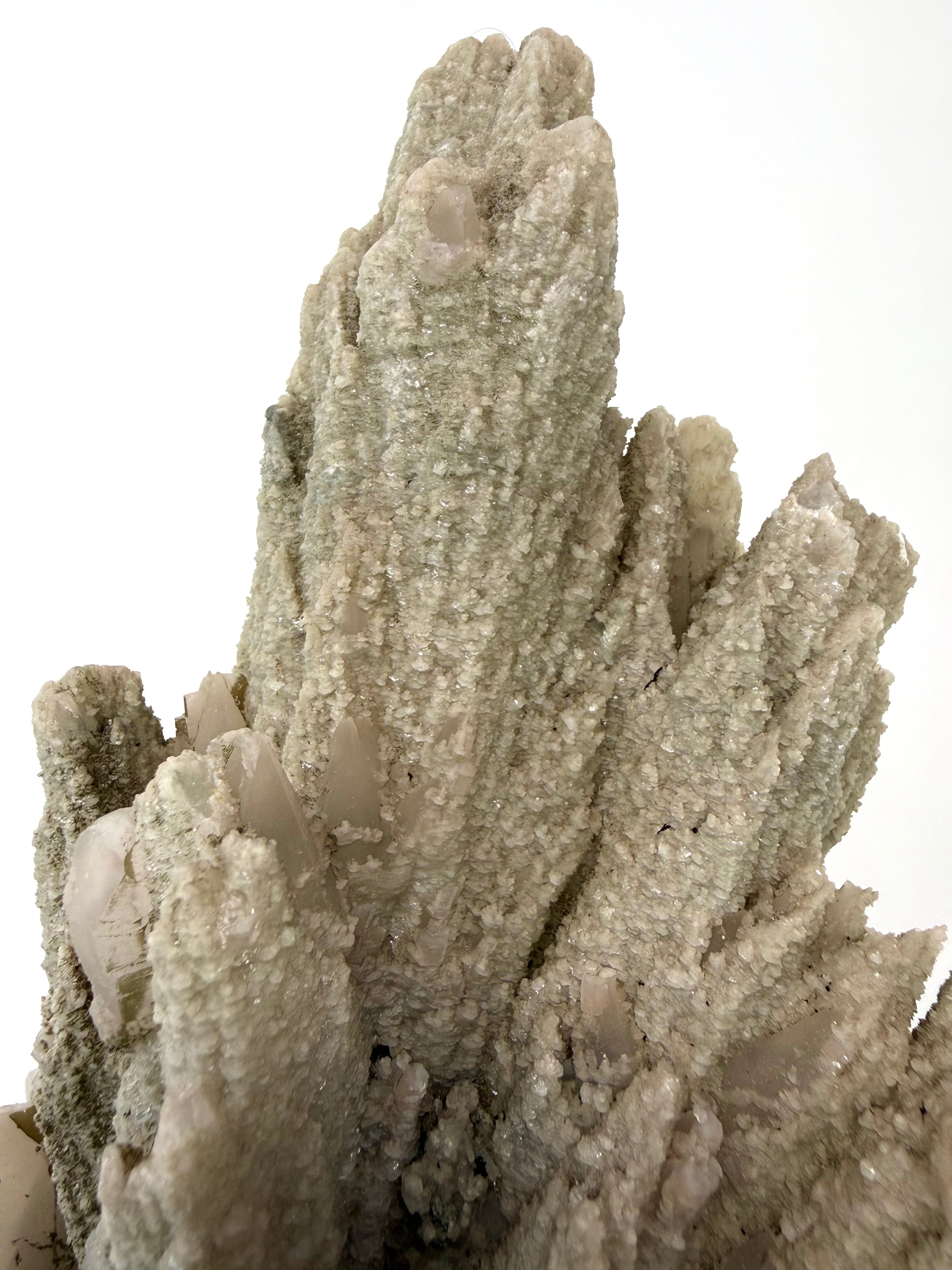 Green-Blue Feather Calcite with Amethyst and Specularite