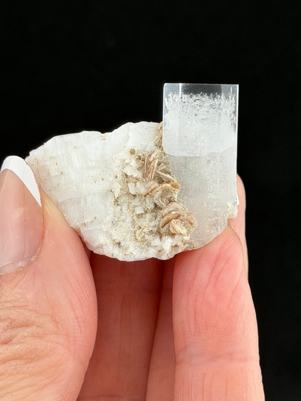 Beryl var. Goshenite with Albaite Feldspar & Muscovite, Pakistan