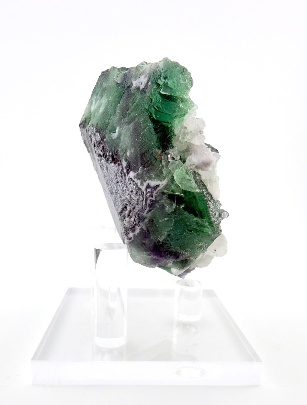 Emerald Green Velvet Fluorite with Calcite