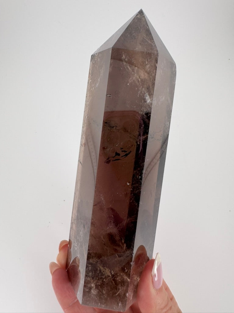 Smoky Quartz Tower with Rainbow Inclusions