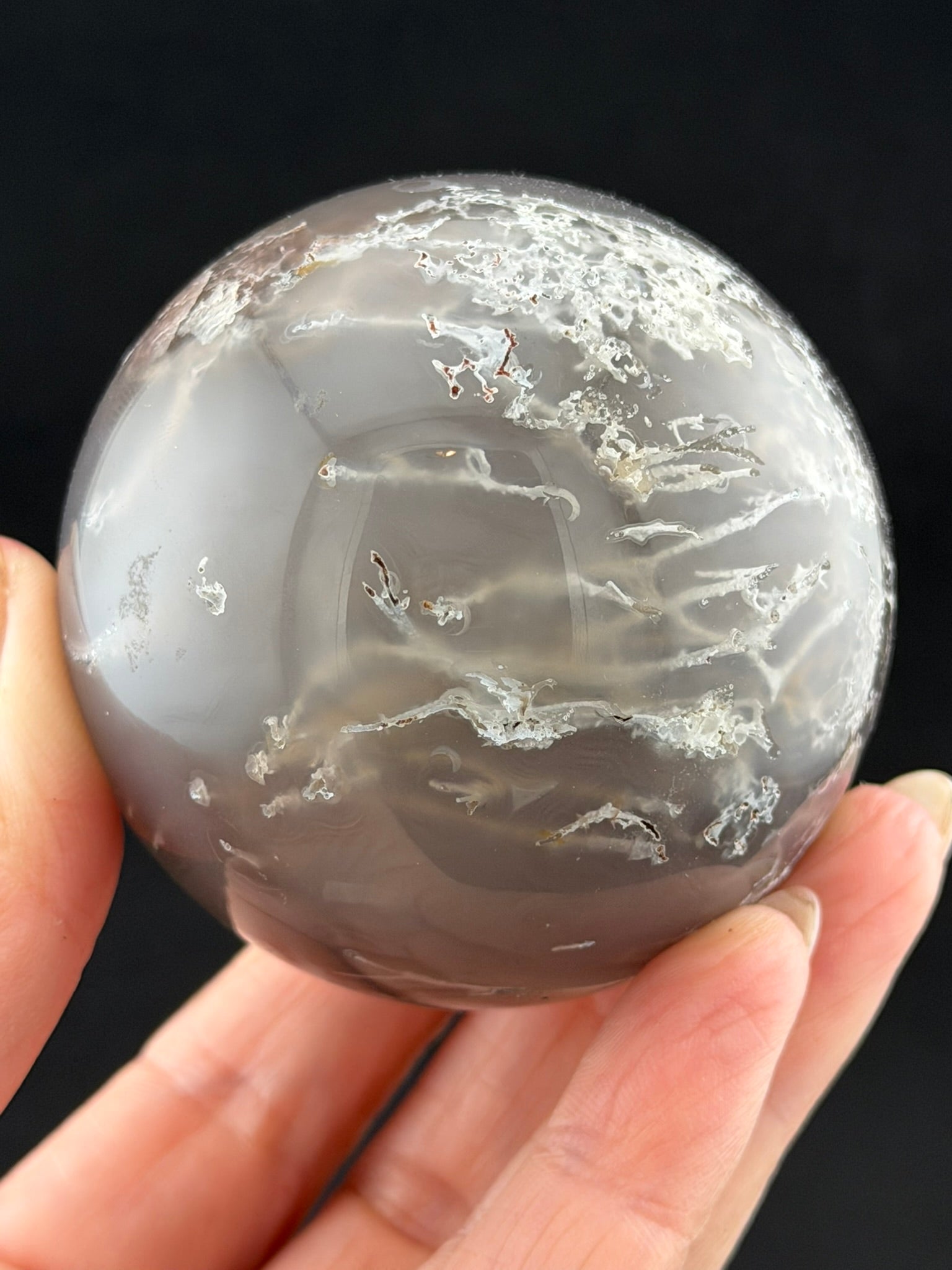 Moss Agate Sphere (chalcedony with dendritic inclusions)