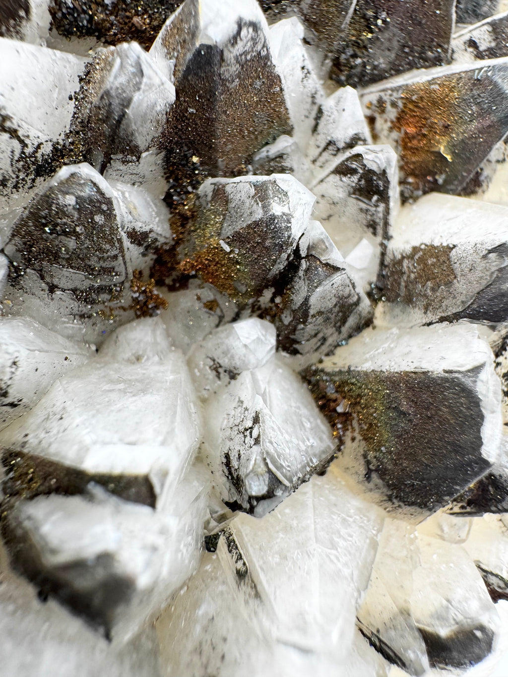 Dog Tooth Calcite with Rainbow Chalcopyrite