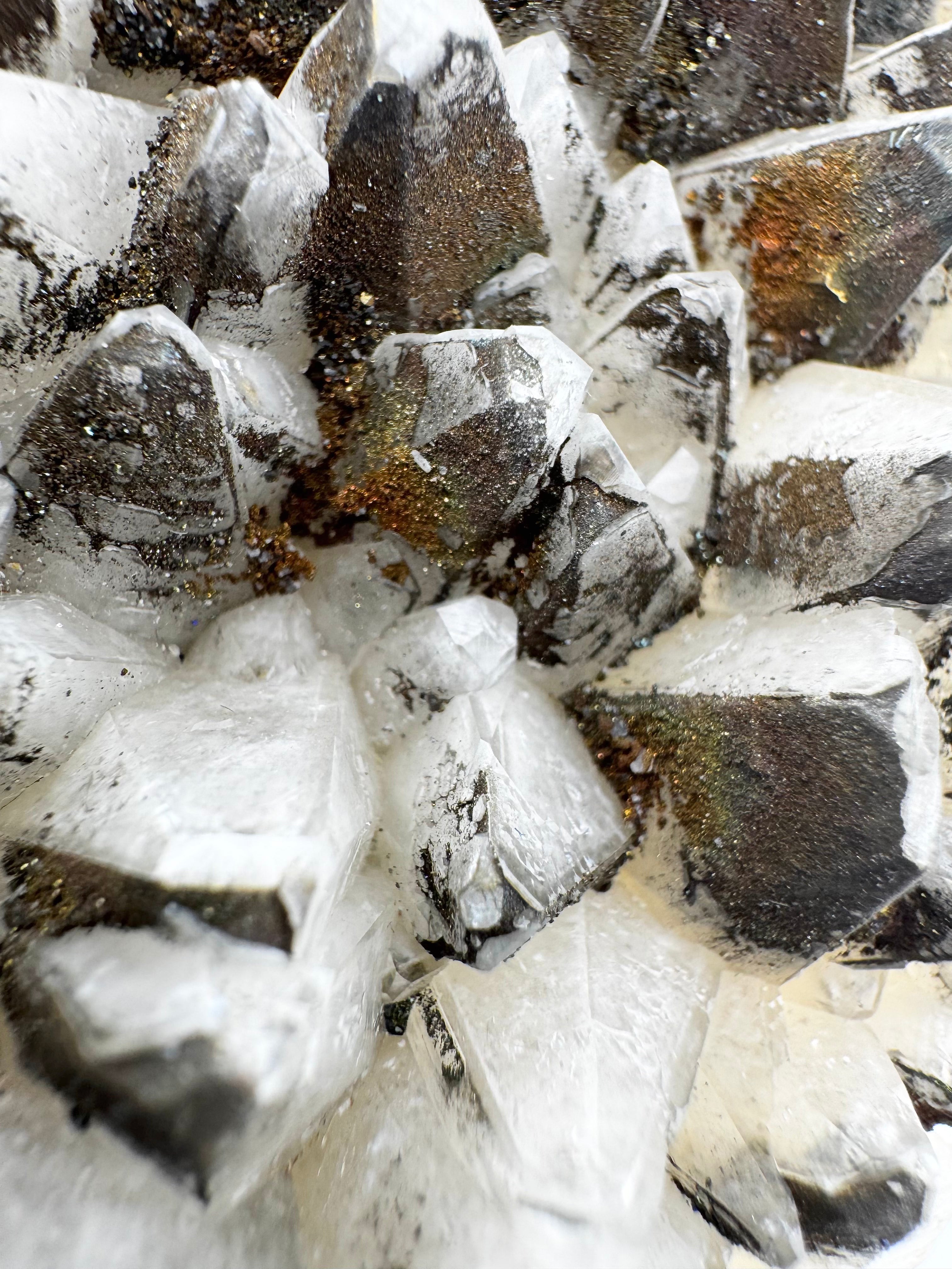 Dog Tooth Calcite with Rainbow Chalcopyrite