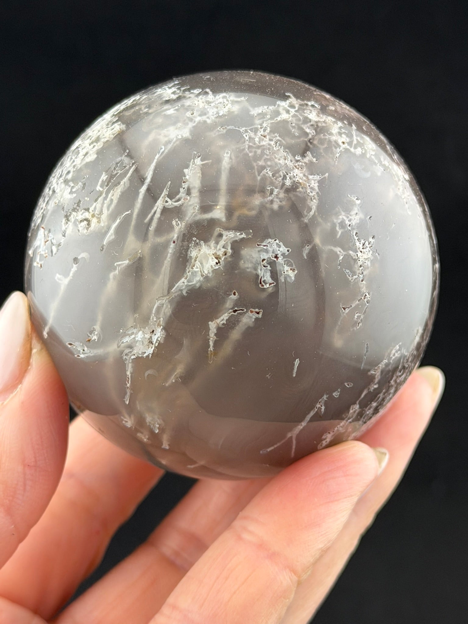 Moss Agate Sphere (chalcedony with dendritic inclusions)