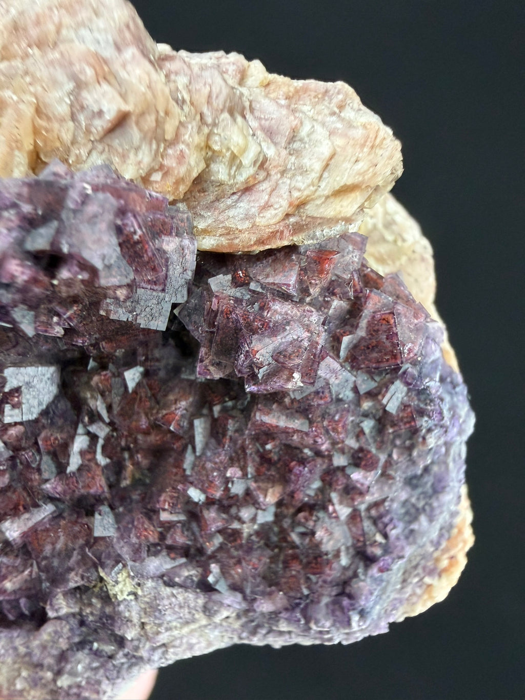 Pink Barite on Fluorite, Ontario, Canada