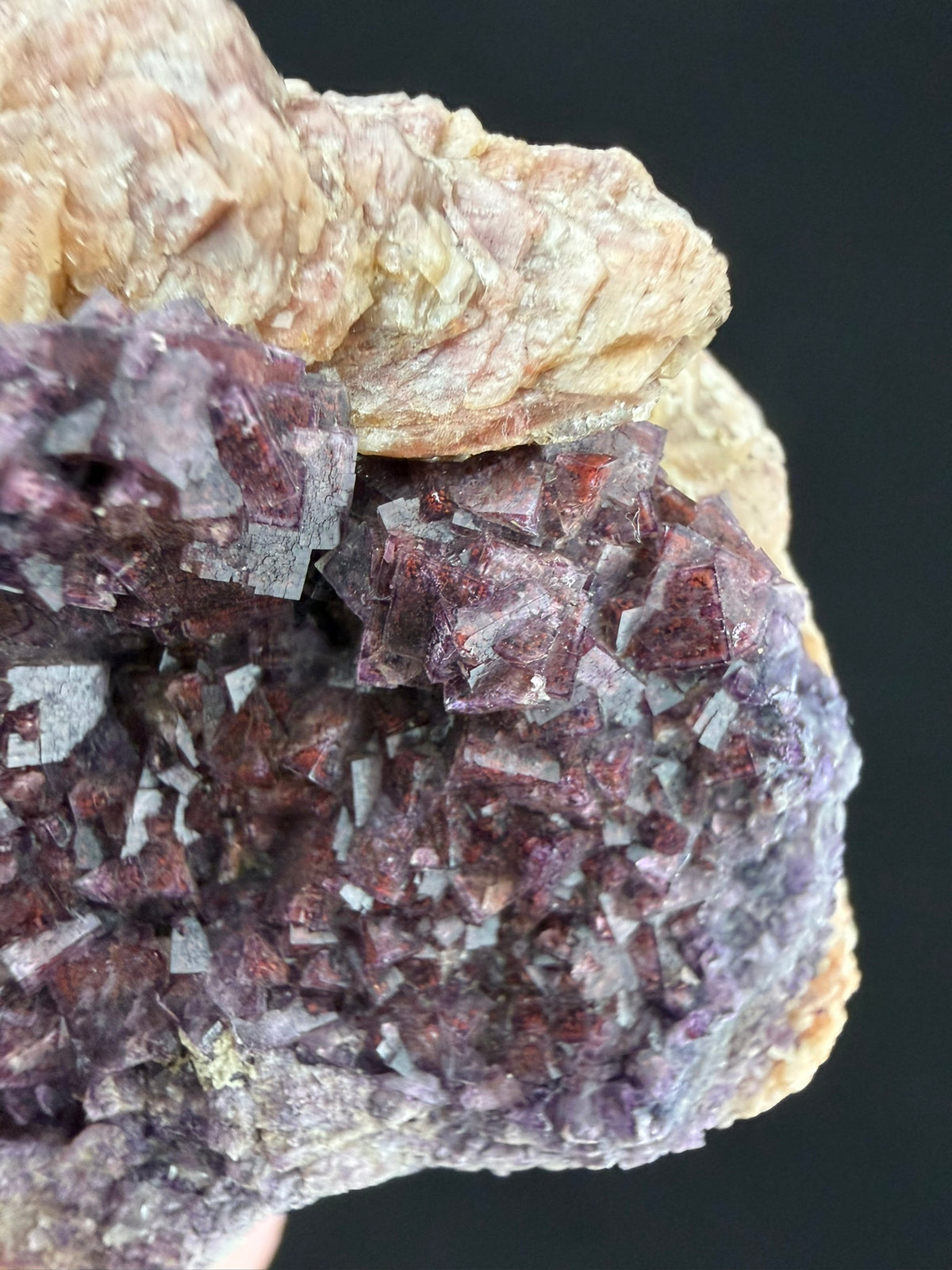 Pink Barite on Fluorite, Ontario, Canada