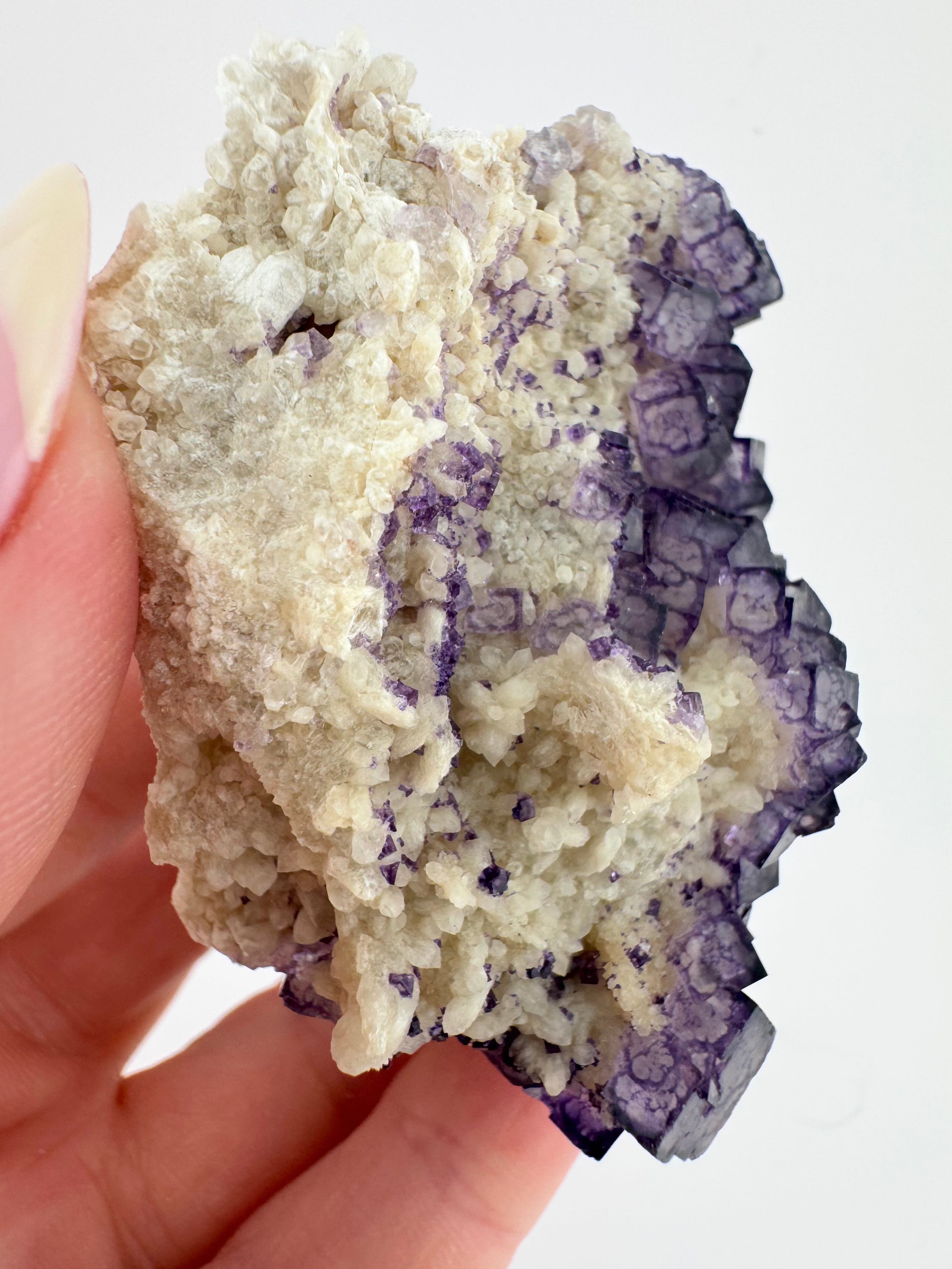 Purple QR Fluorite with Barite | Qinglong Mine, Guizhou, China