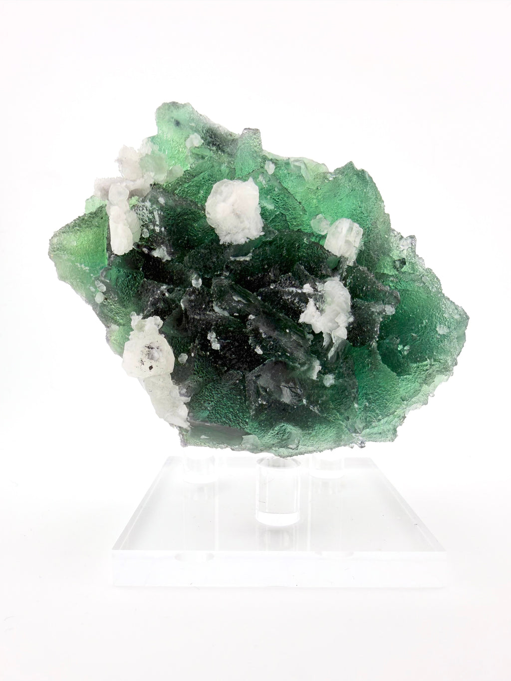 Emerald Green Velvet Fluorite with Calcite
