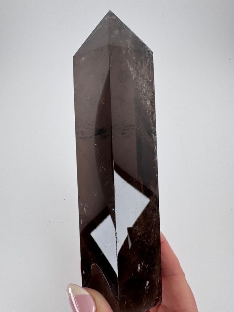Smoky Quartz Tower with Rainbow Inclusions