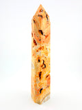 High Saturation Bumblebee Jasper Obelisk with Bubble Druzy