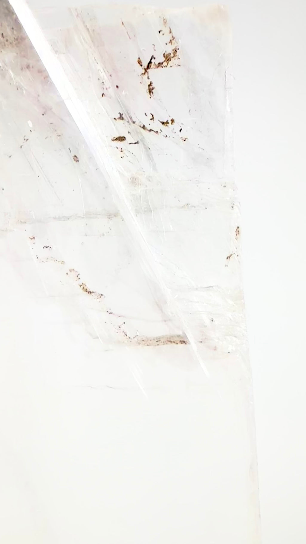 5kg Ultra-Clear Selenite Slab on Custom Gold Stand