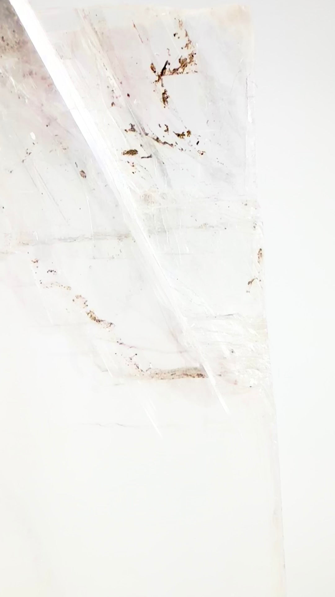 5kg Ultra-Clear Selenite Slab on Custom Gold Stand