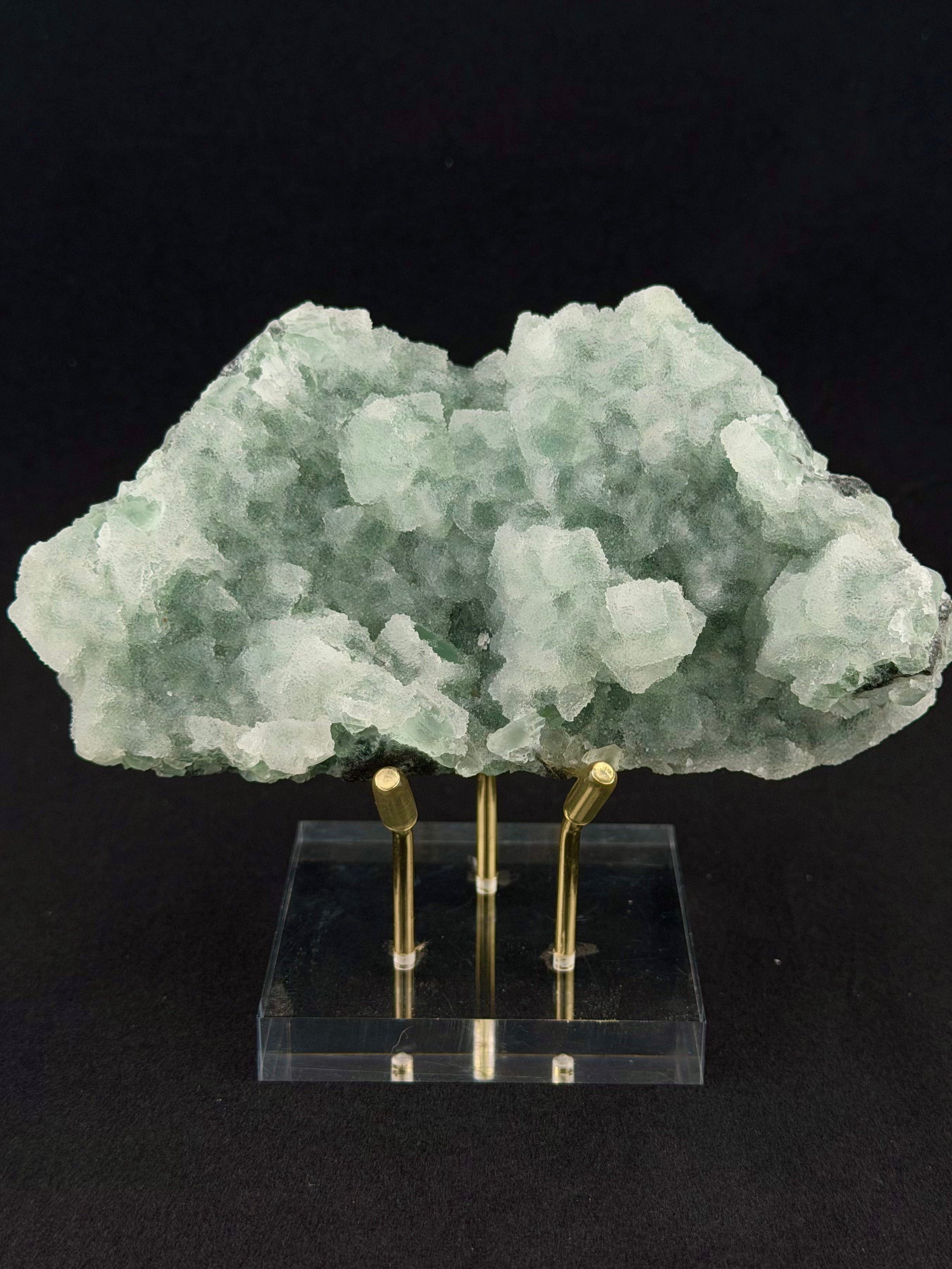 Blue "Sugar" fluorite with druzy quartz, Fujian, China