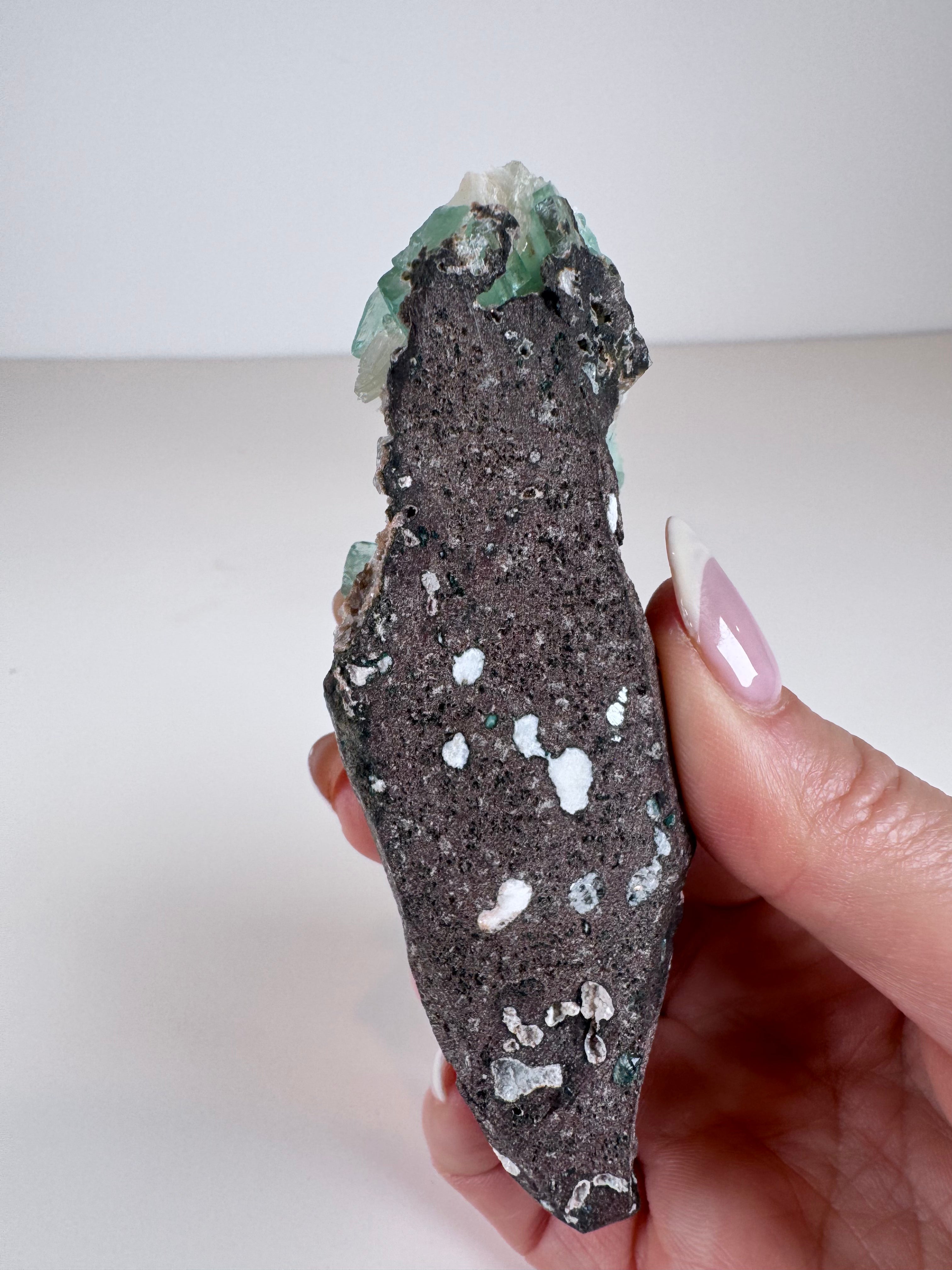 Deep Green Apophyllite, Stilbite and Chalcedony