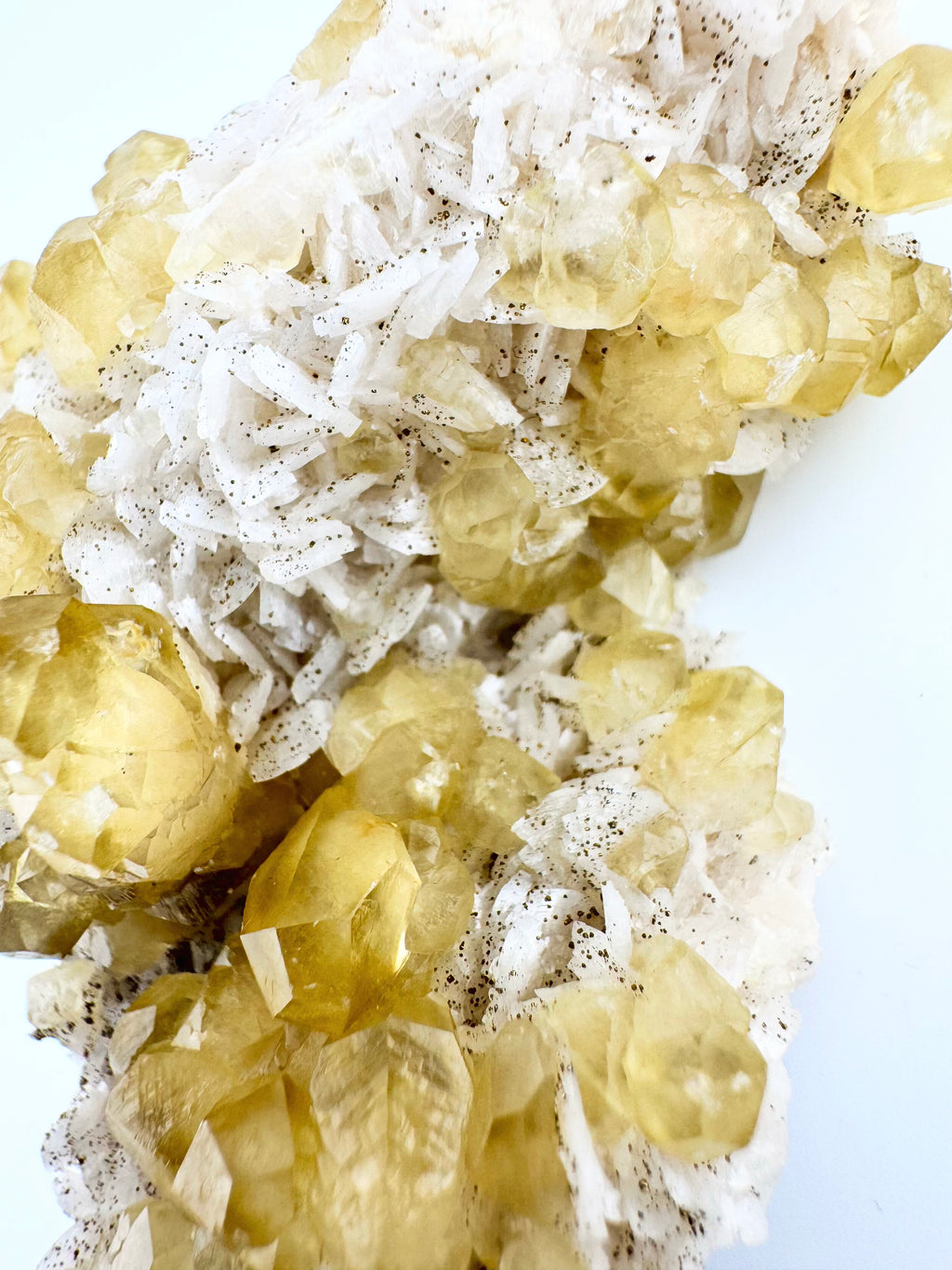 Yellow Benz Calcite with Dolomite and Pyrite