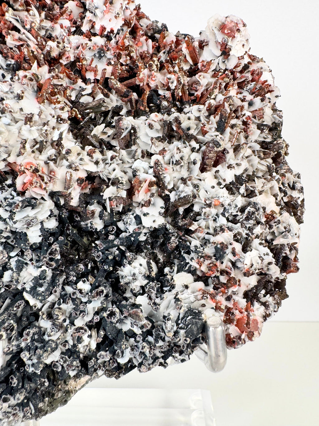 Black and Red Quartz, Petal Calcite and Pyrite