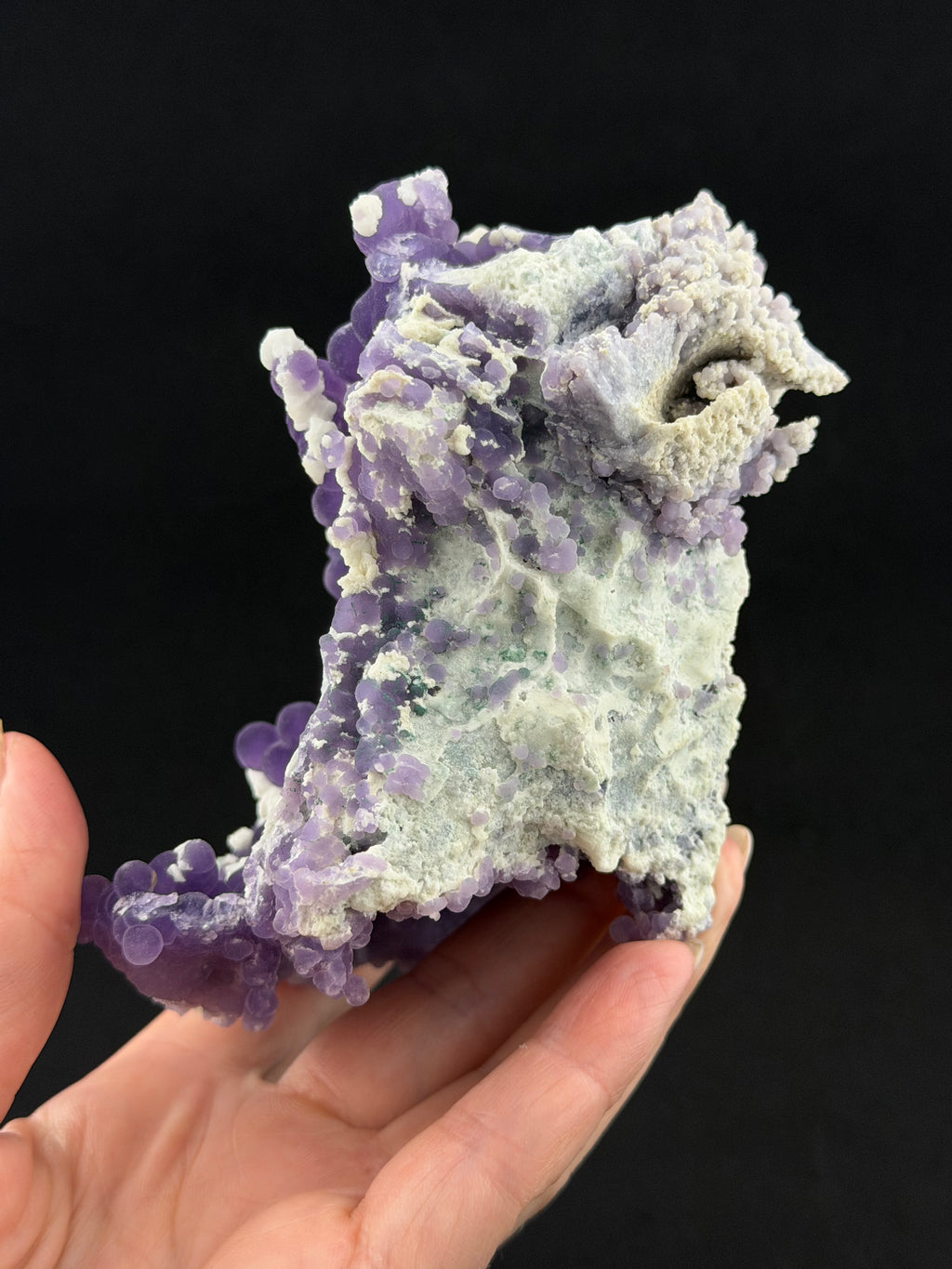 Grape agate (botryoidal chalcedony) with white calcite - West Sulawesi, Indonesia