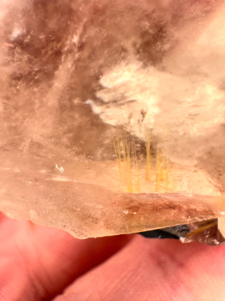 Golden Rutile Pink Quartz with Specularite