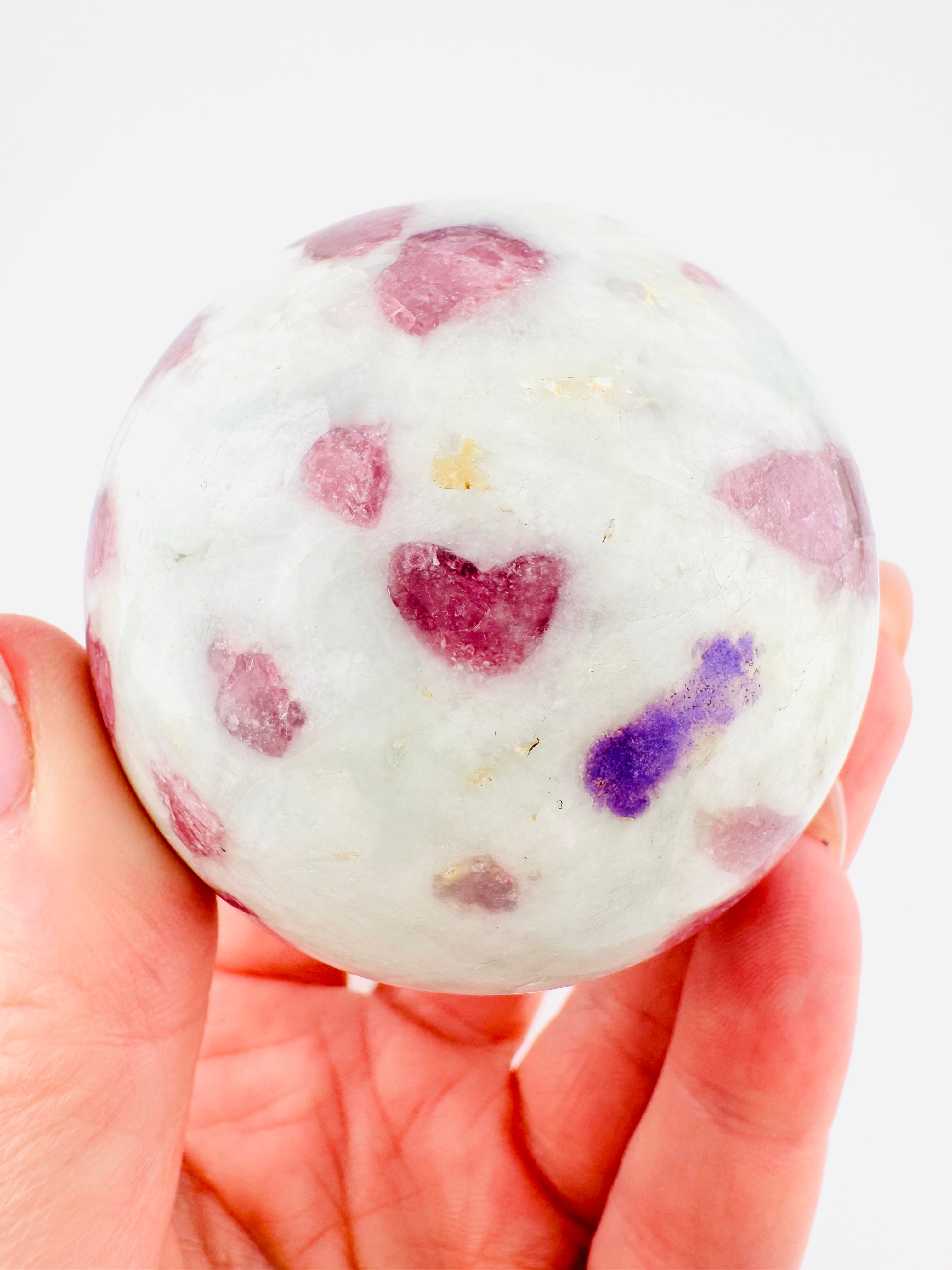Pink Tourmaline Sphere with Lepidolite Accents