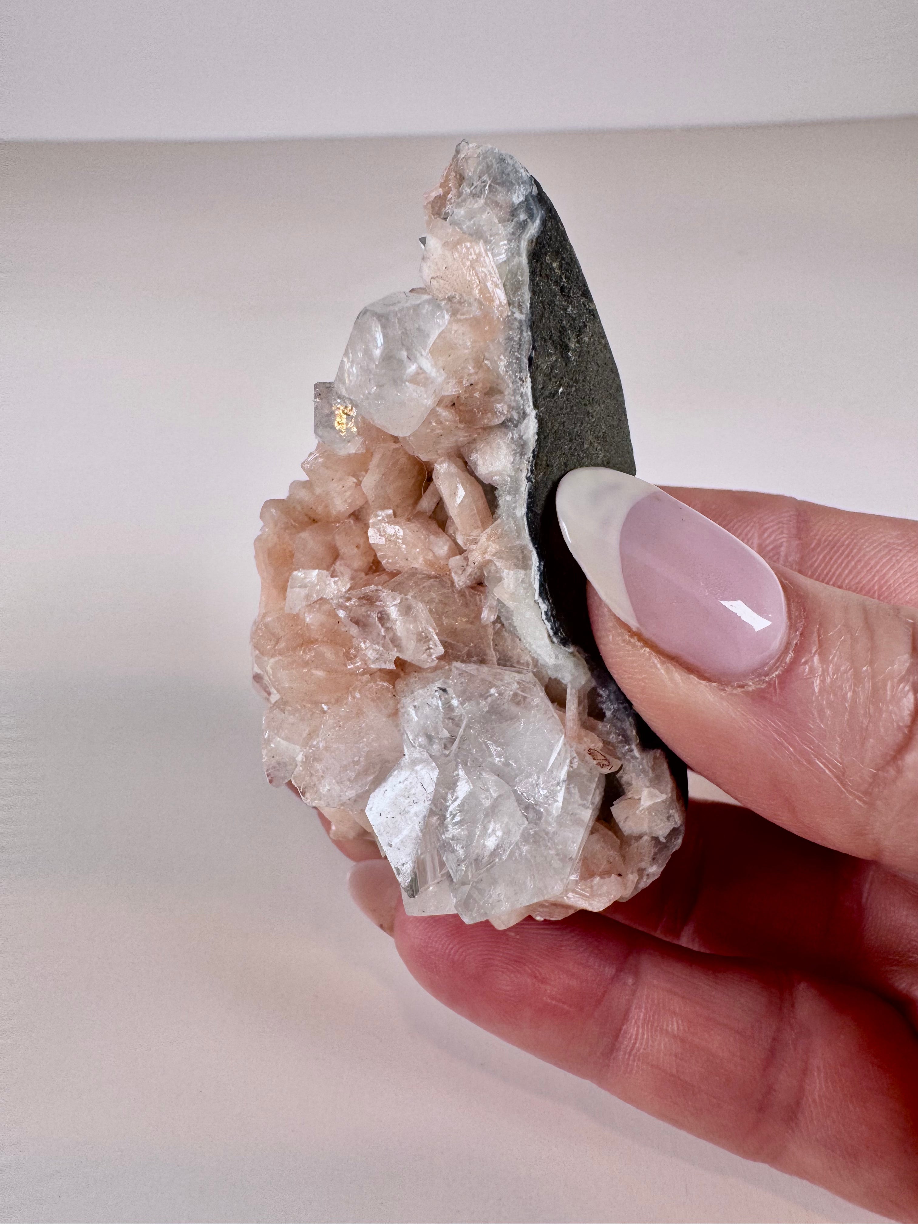 White Apophyllite with Peachy Stilbite