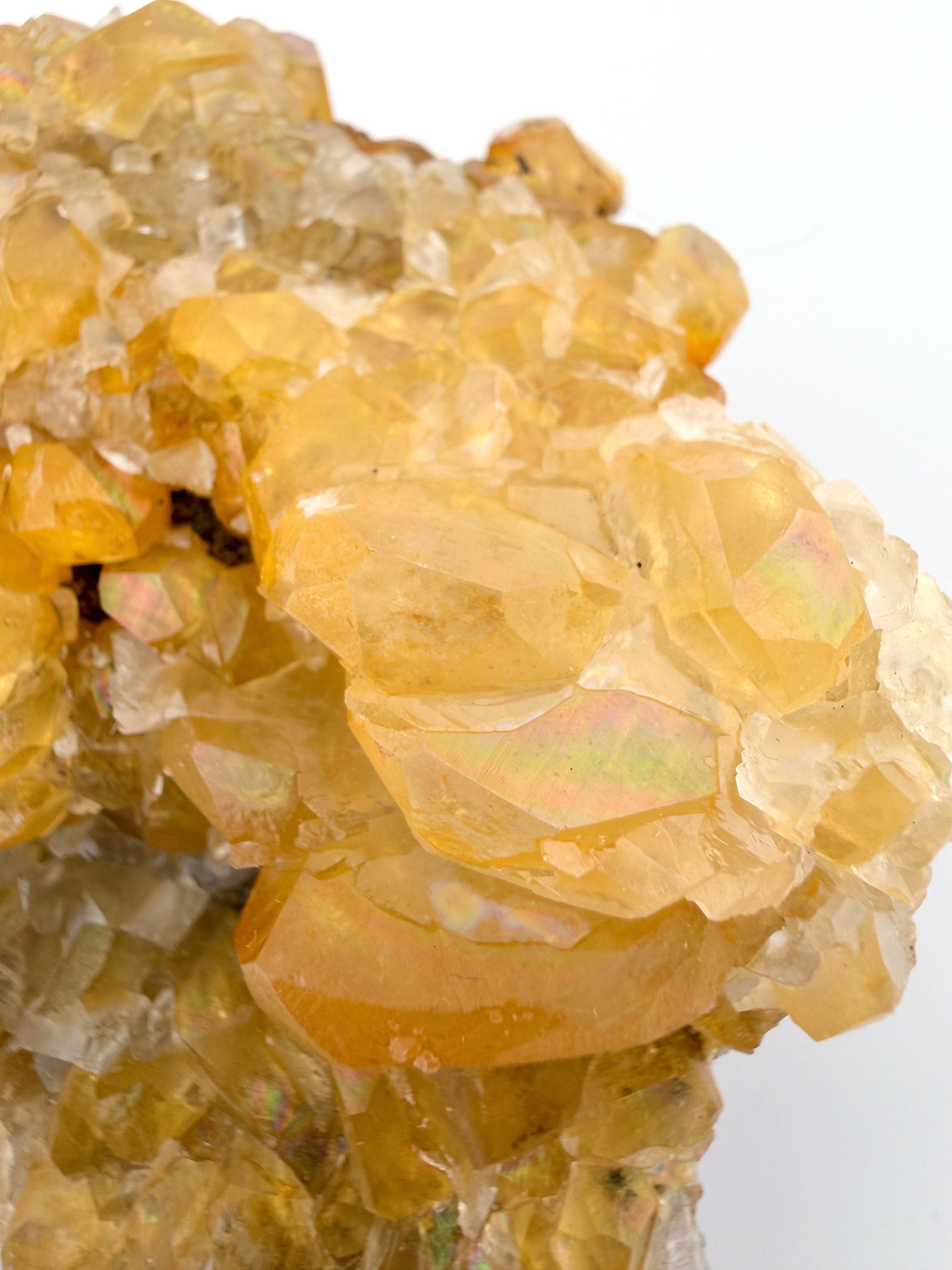 Iridescent Honey Calcite Cluster