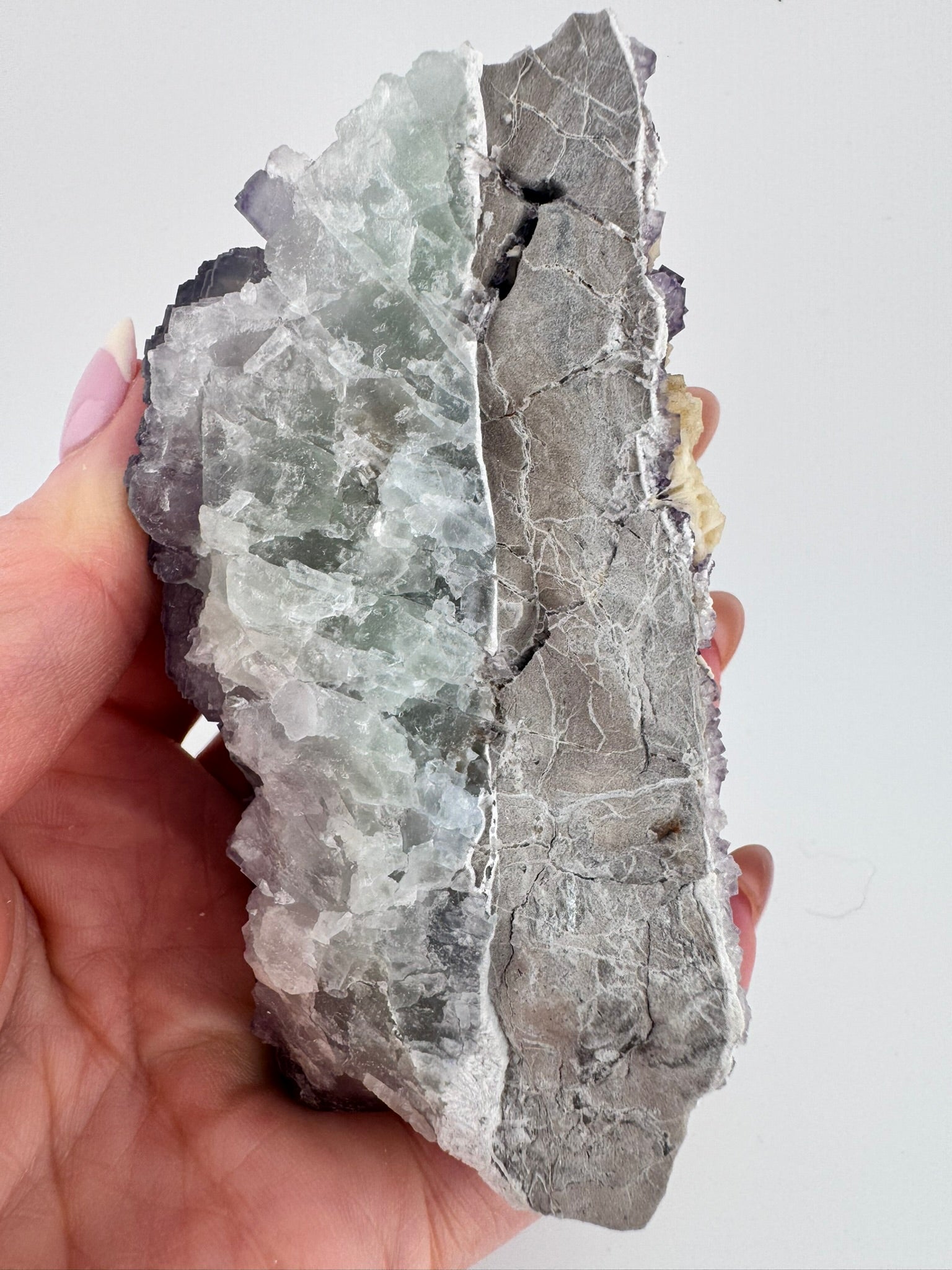 Purple QR Fluorite with Barite from Qinglong mine, Guizhou Province