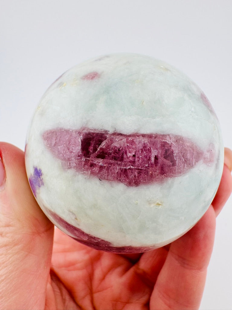 Pink Tourmaline Sphere with Lepidolite Accents