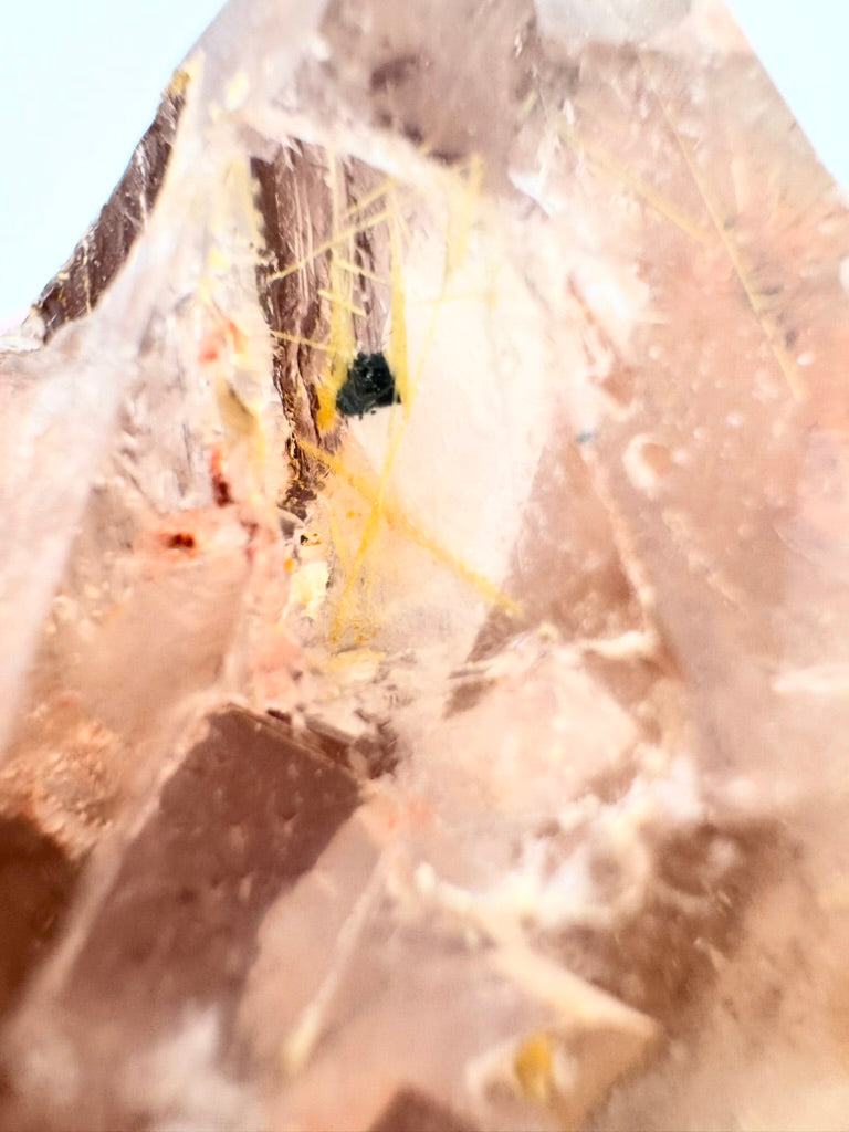 Golden Rutile Pink Quartz with Specularite
