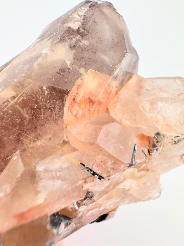 Golden Rutile Pink Quartz with Specularite