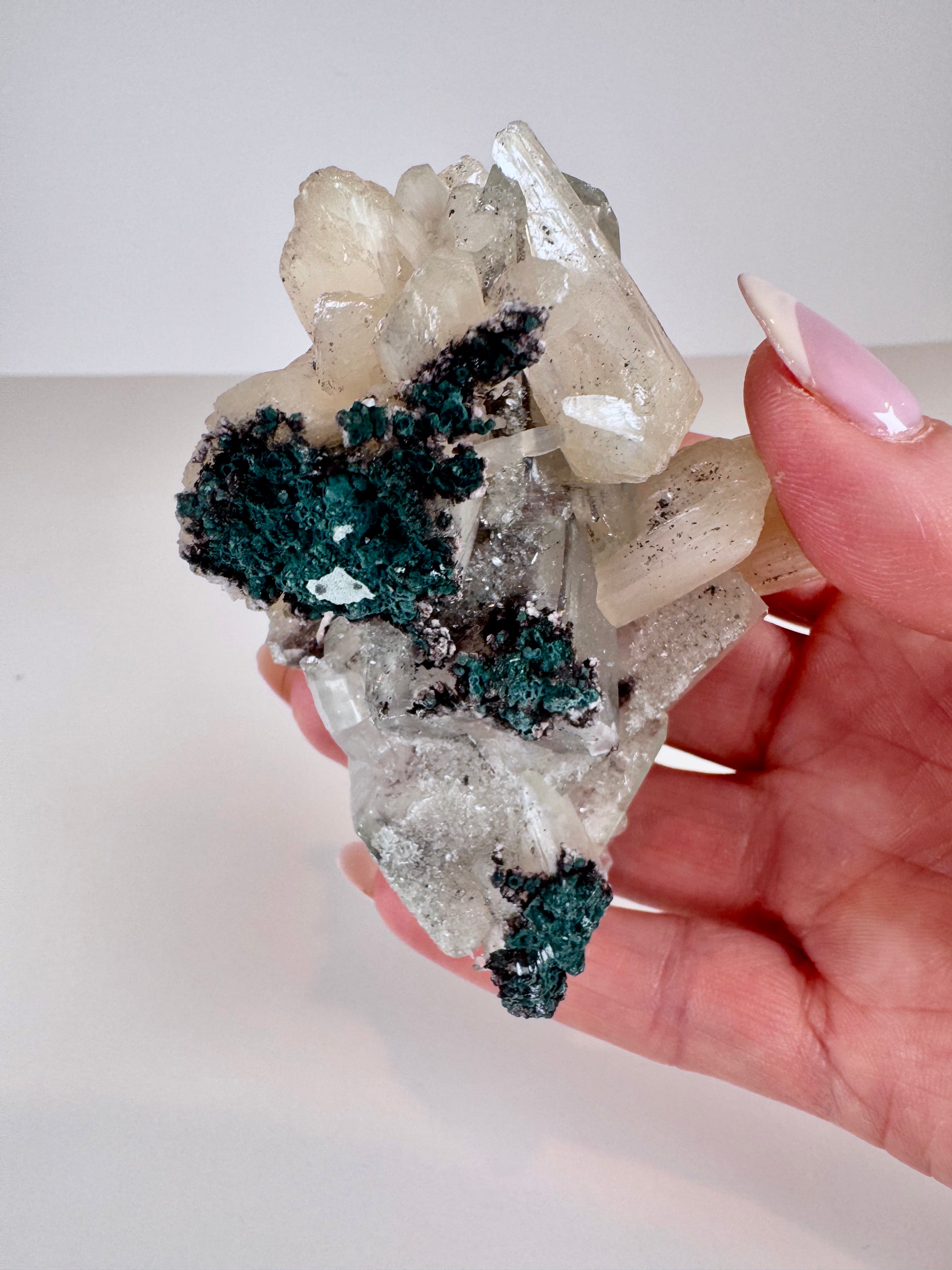 Green Apophyllite and Peachy Stilbite