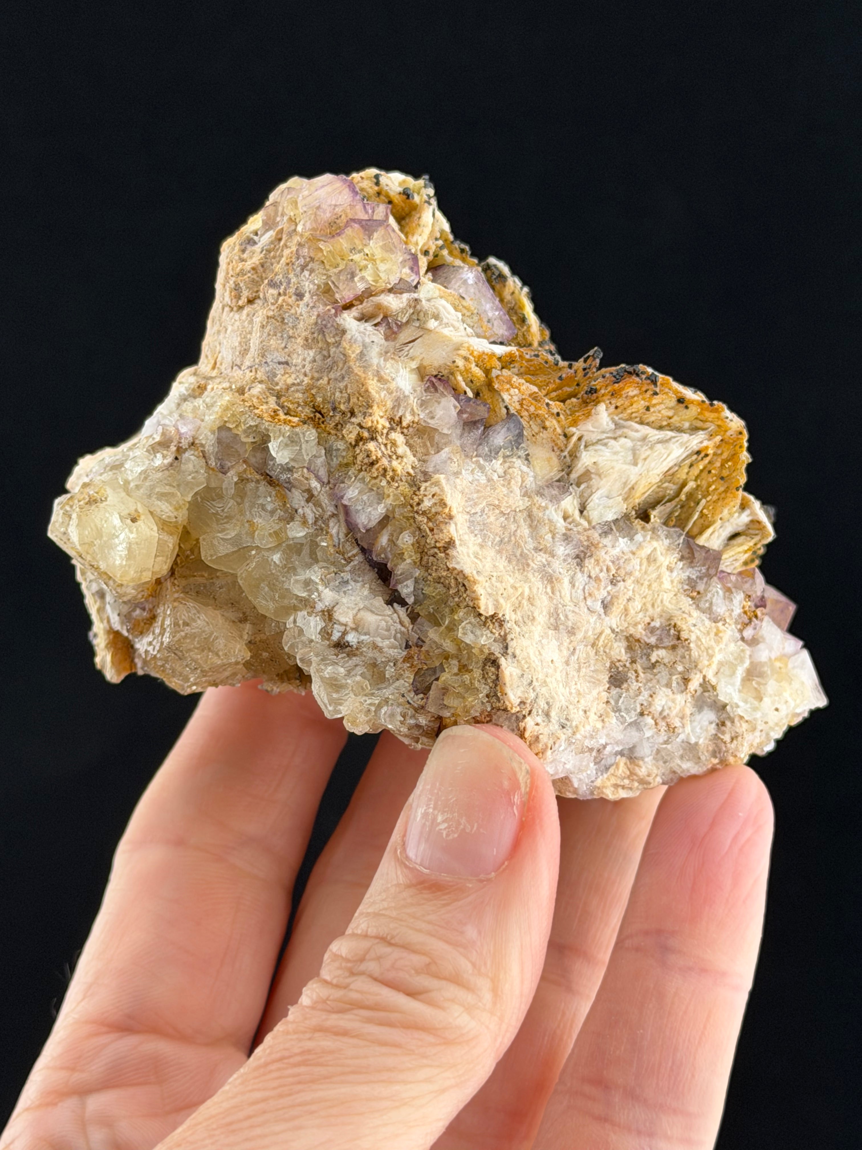 Fluorite and Barite with Goethite Pseudomorphs after Pyrite, North Yorkshire, England