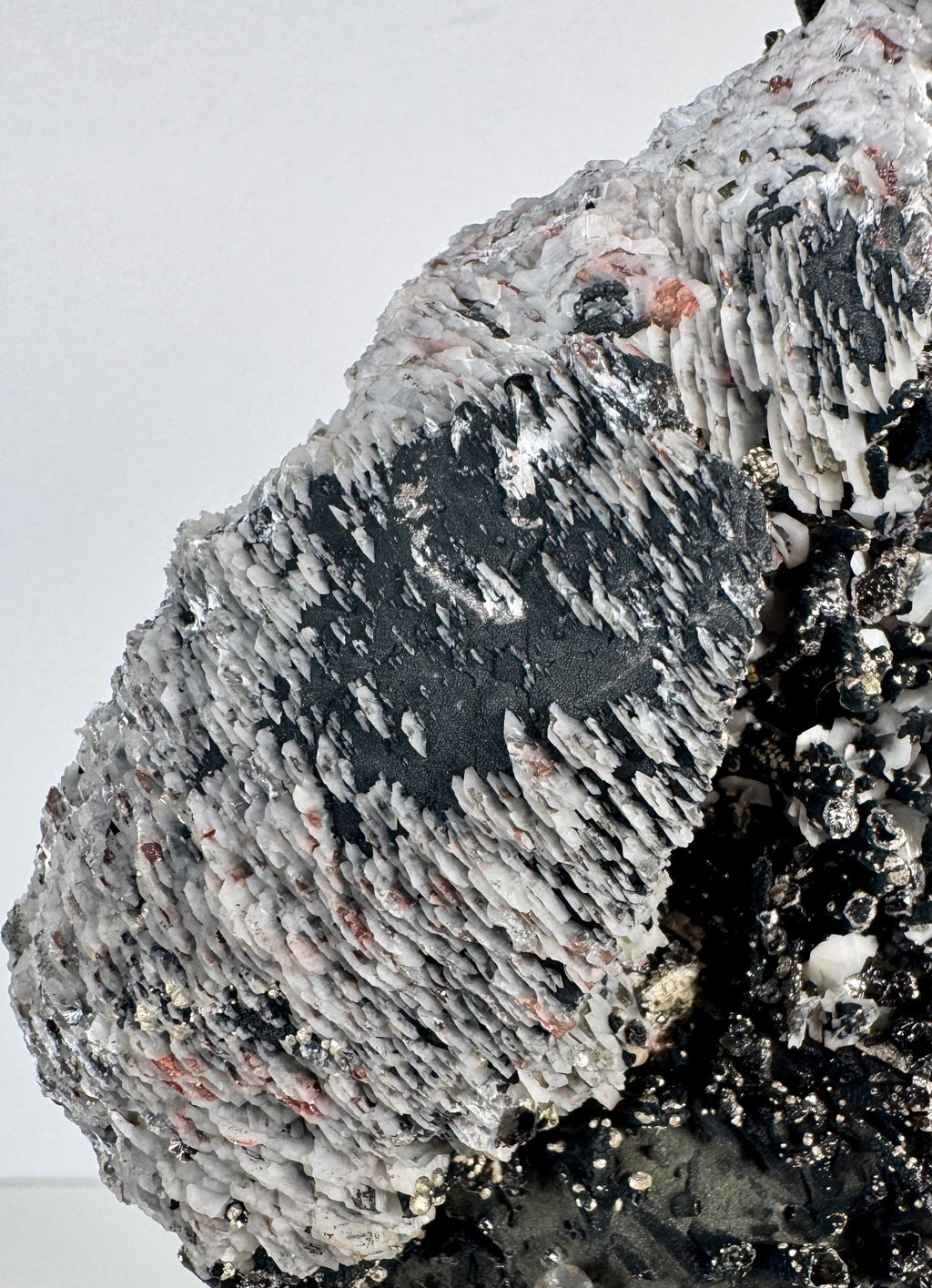 Black and Red Quartz, Petal Calcite and Pyrite