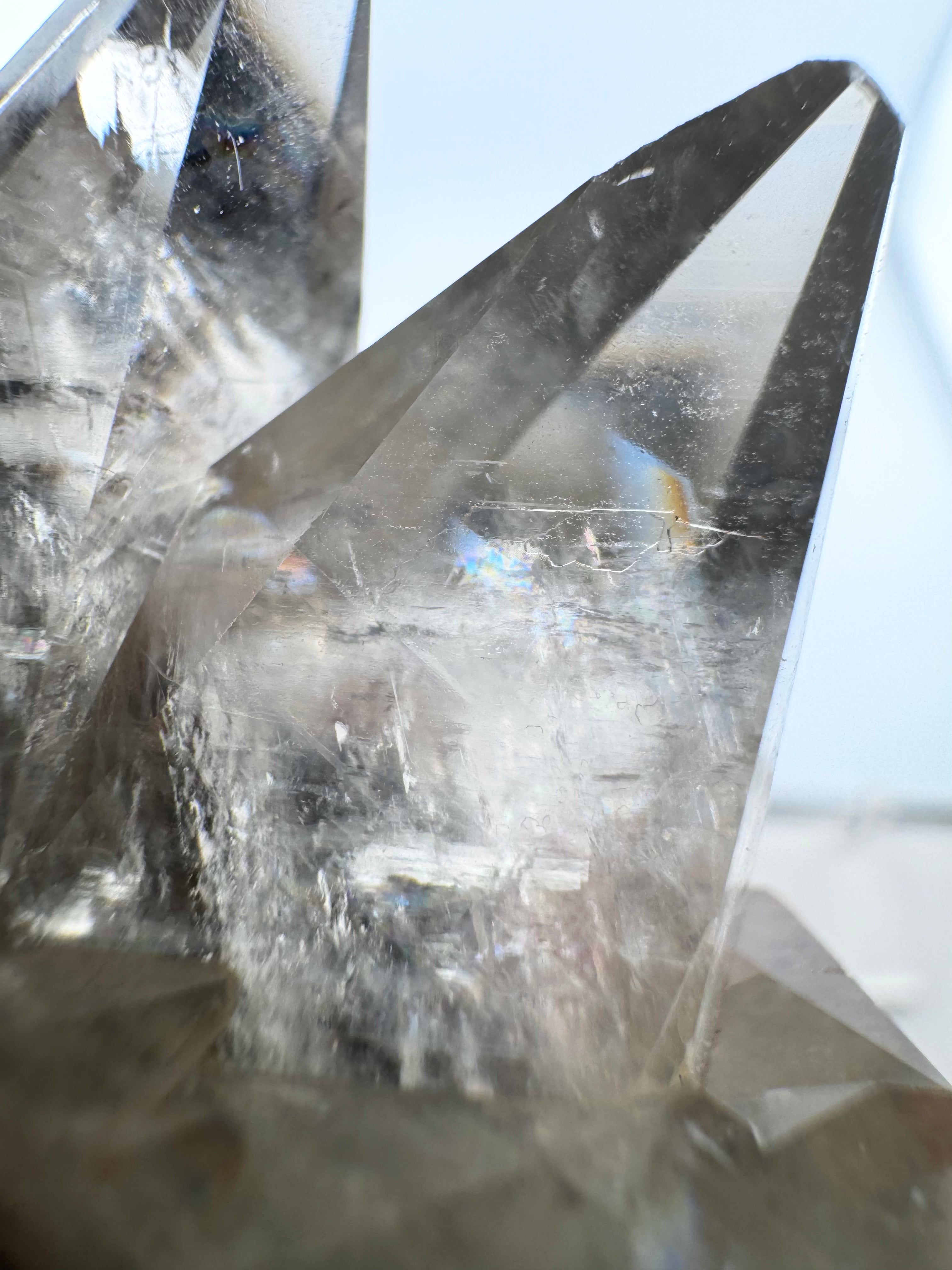 Clear Dogtooth Calcite with Rainbow Inclusions
