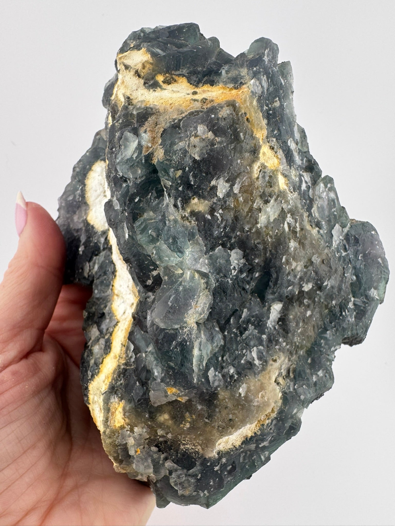 Black Fluorite with Pyrite, from Inner Mongolia