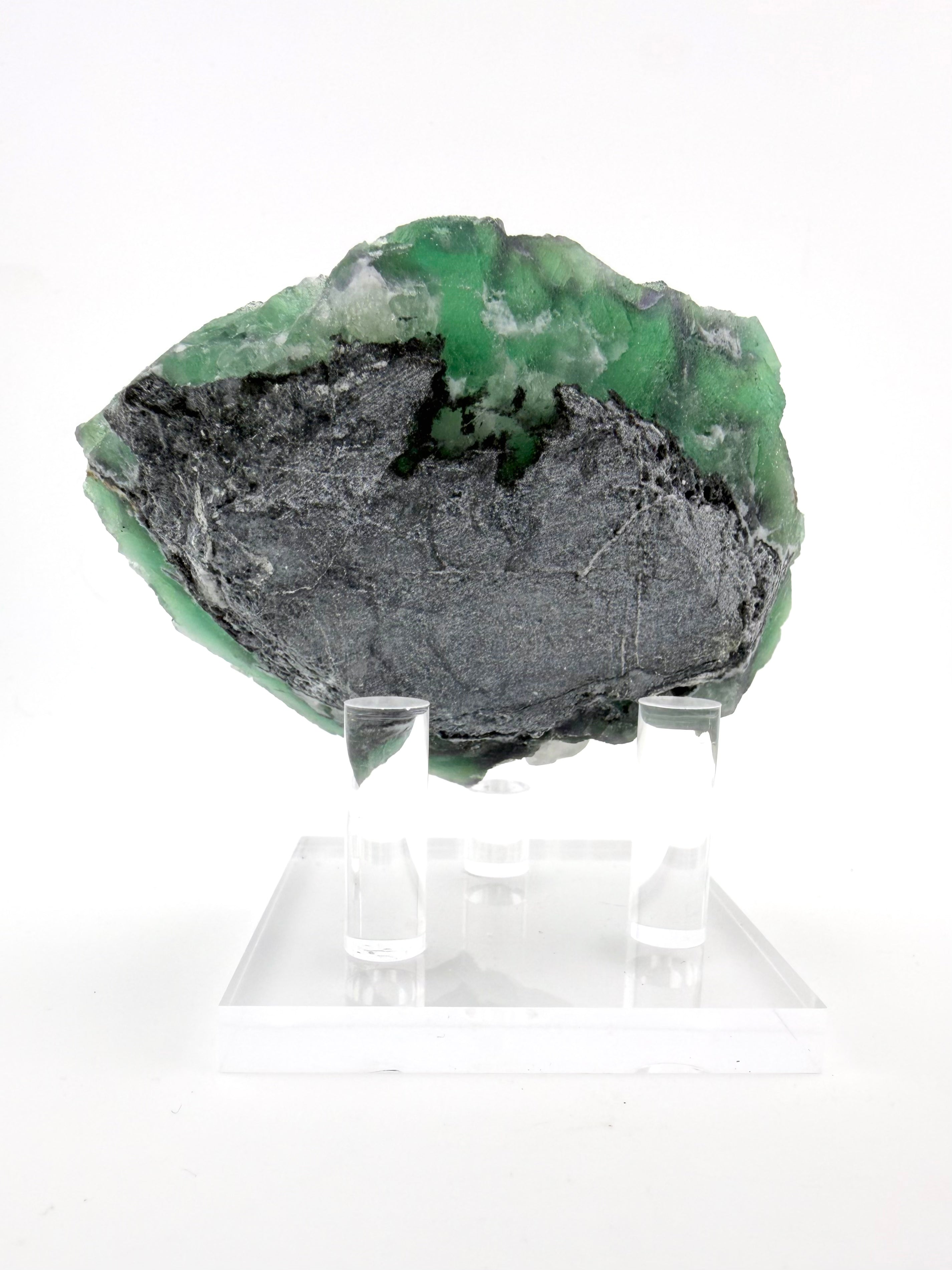 Emerald Green Velvet Fluorite with Calcite
