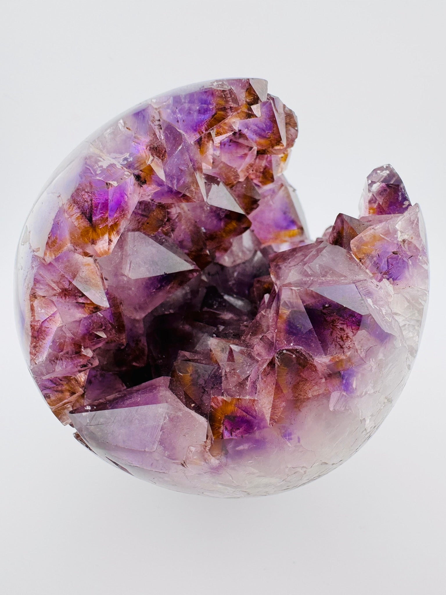 Golden Rutile Amethyst Sphere