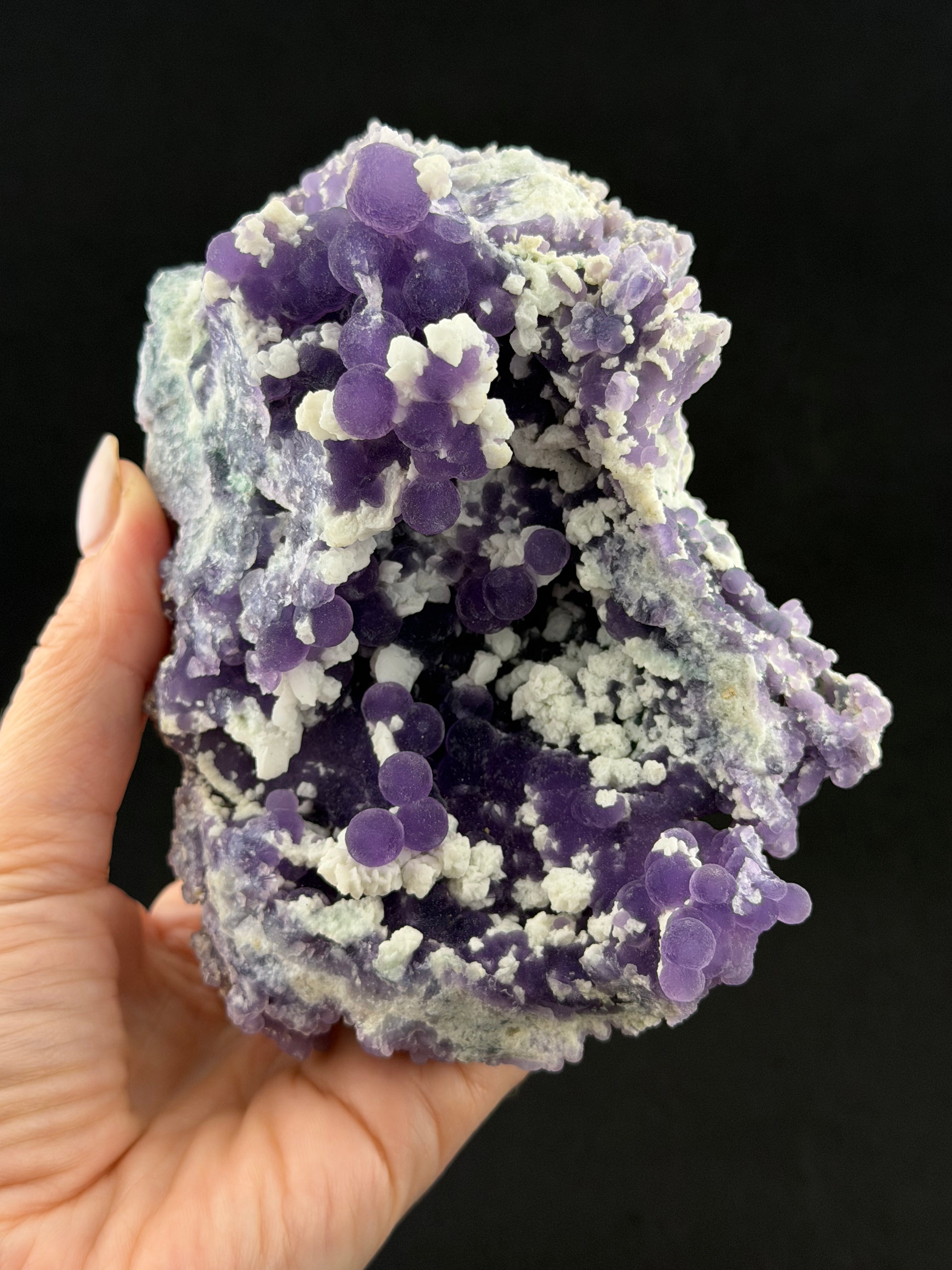 Grape agate (botryoidal chalcedony) with white calcite - West Sulawesi, Indonesia