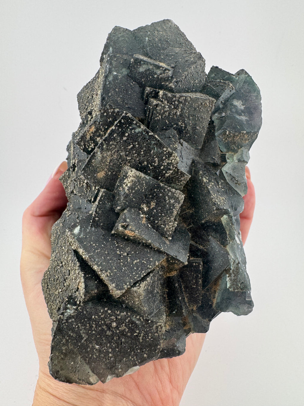Black Fluorite with Pyrite, from Inner Mongolia