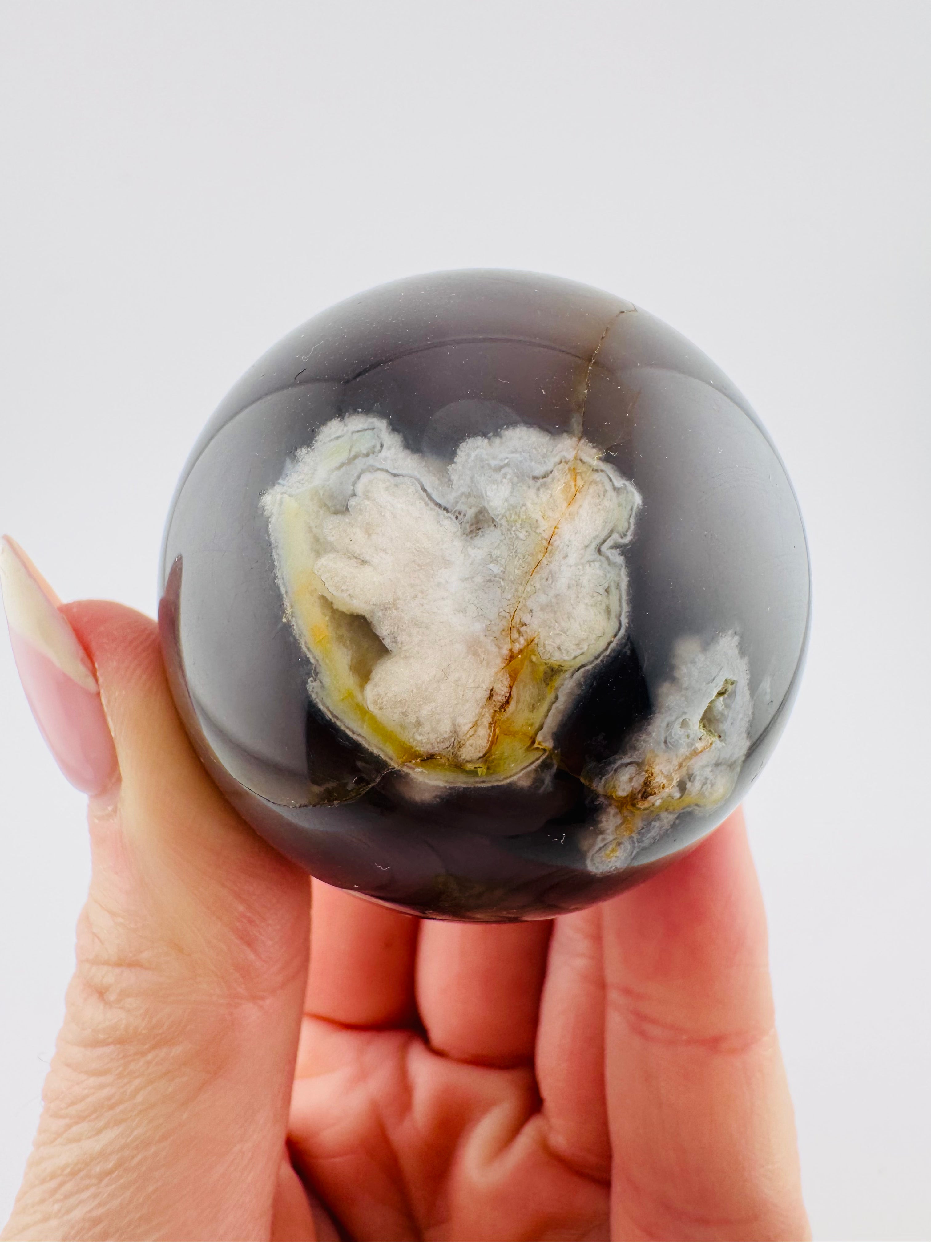 Black Cherry Blossom Agate Sphere